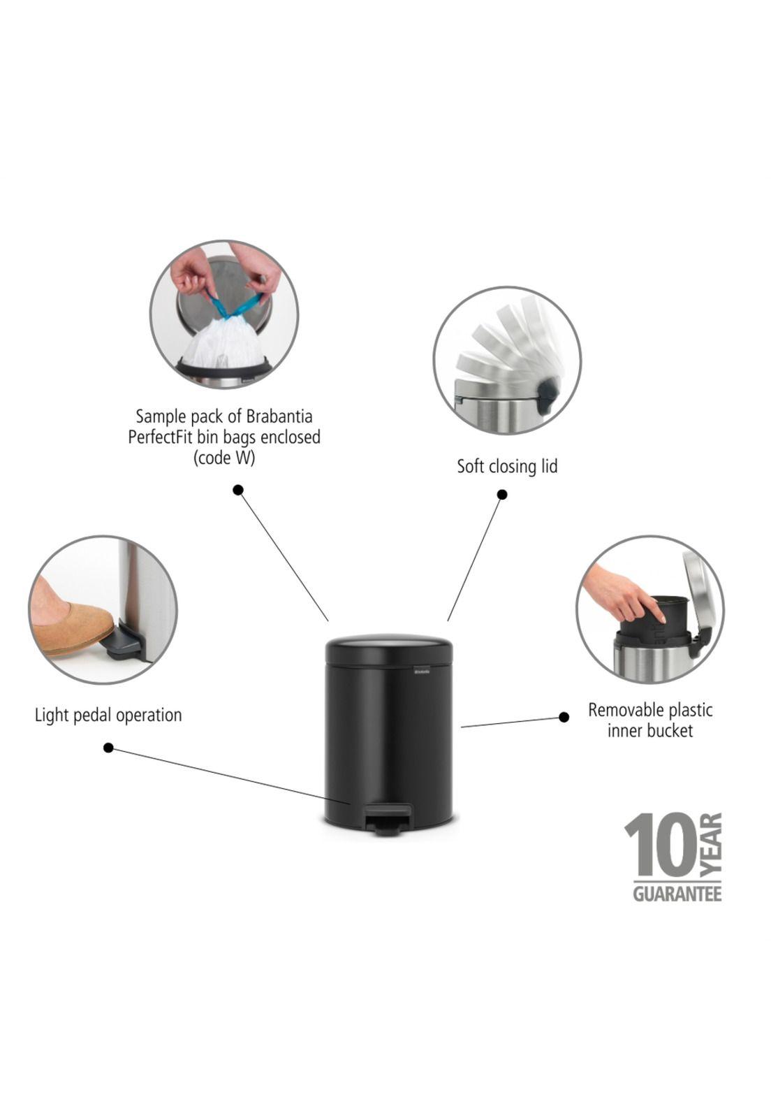 Basurero Pedal NewIcon 5 Lt Matt Black-5