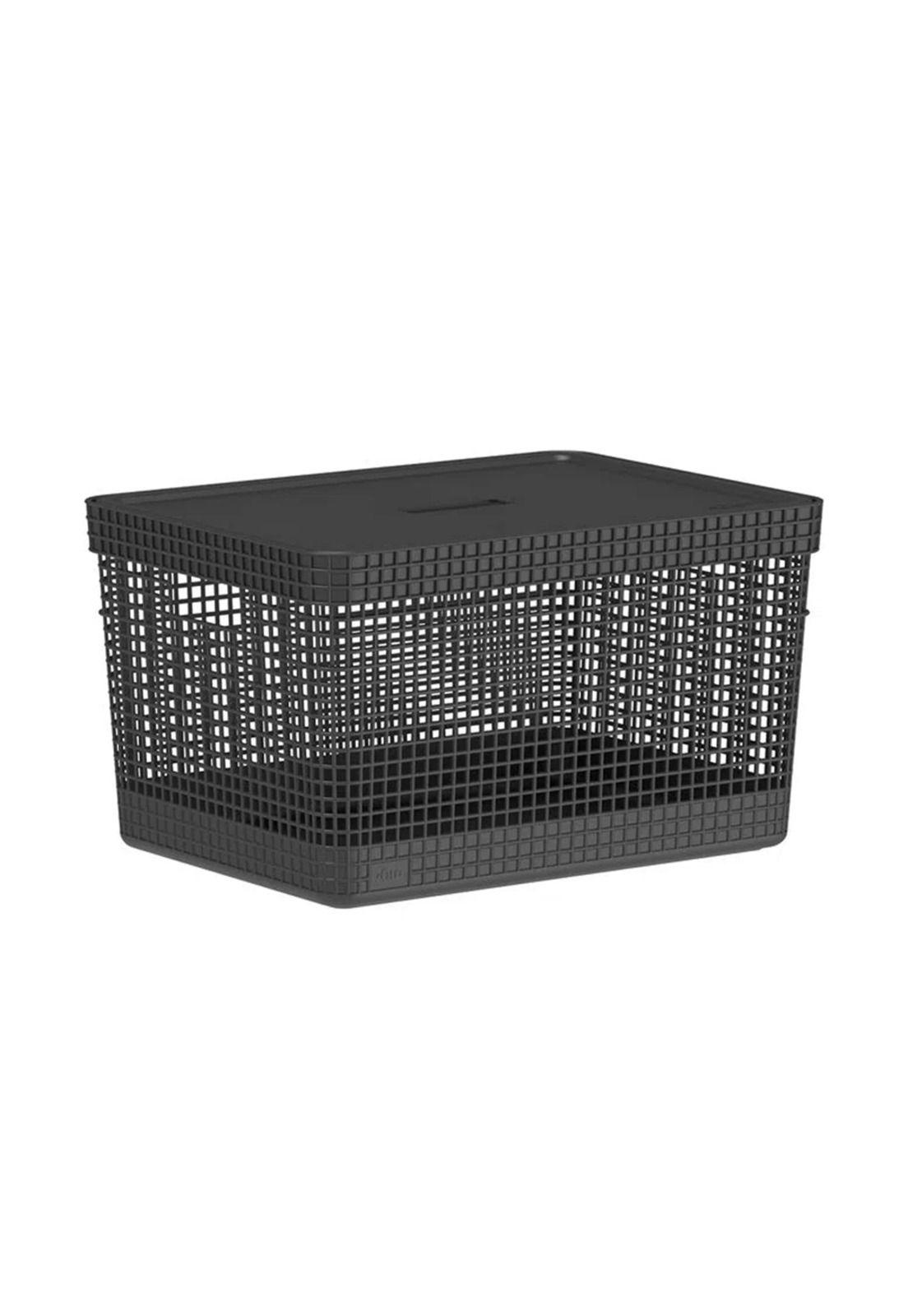 Cesta Organizadora Grid Con Tapa 20 L Negro-2
