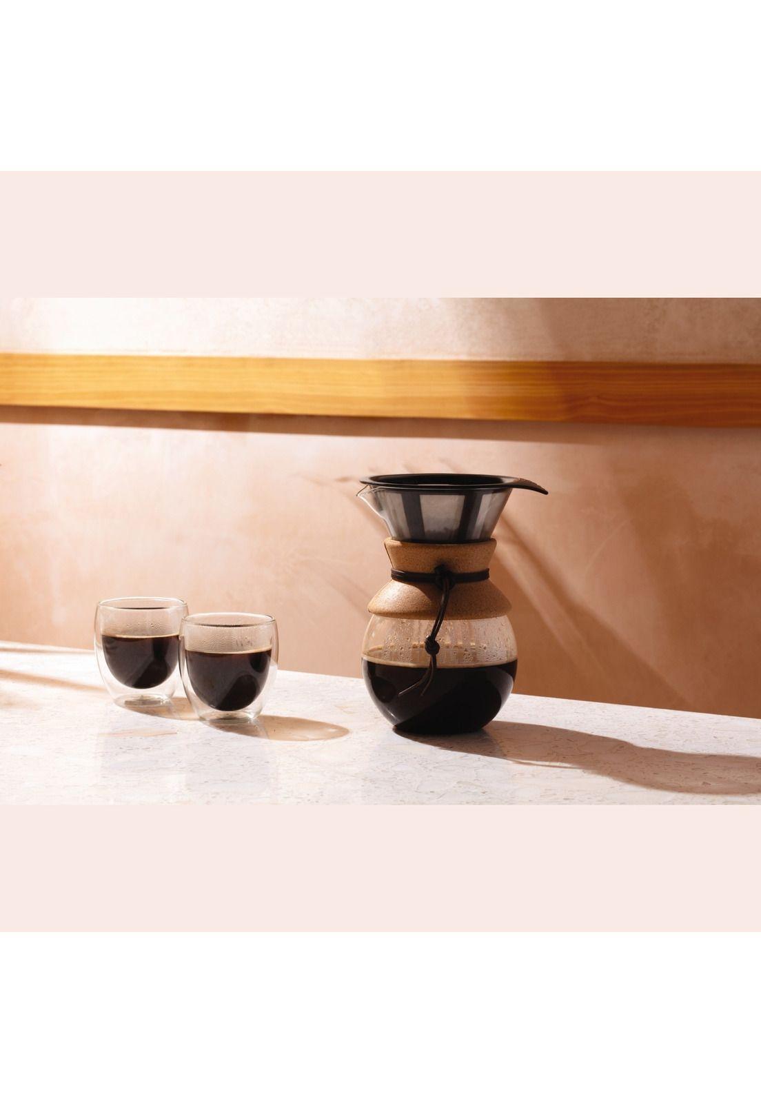 Cafetera de Goteo, filtro permanente de acero inox 1 lt, corcho-1