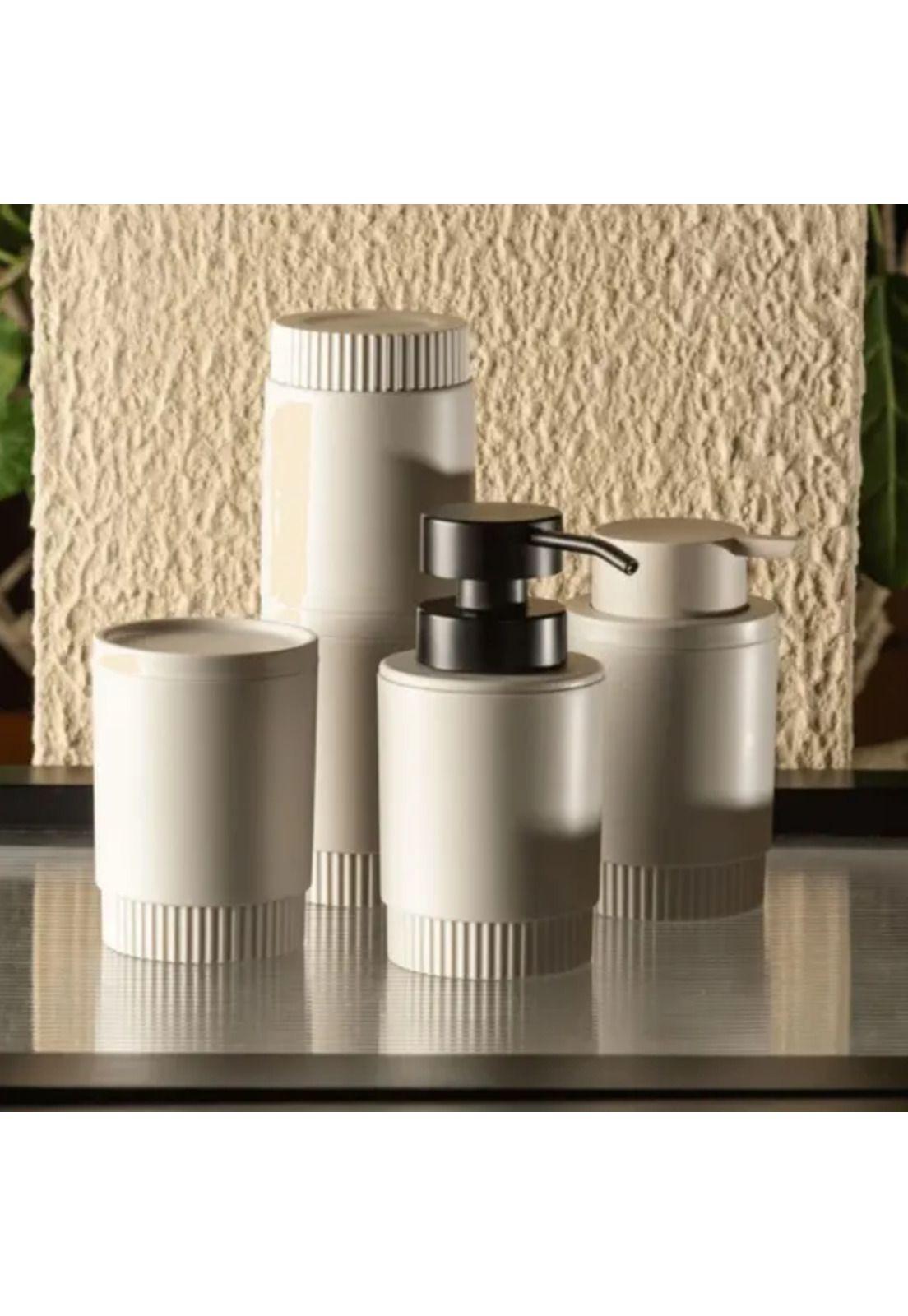 Jabonera Con Dosificador Dorica Beige Con Negro 300 Ml-0