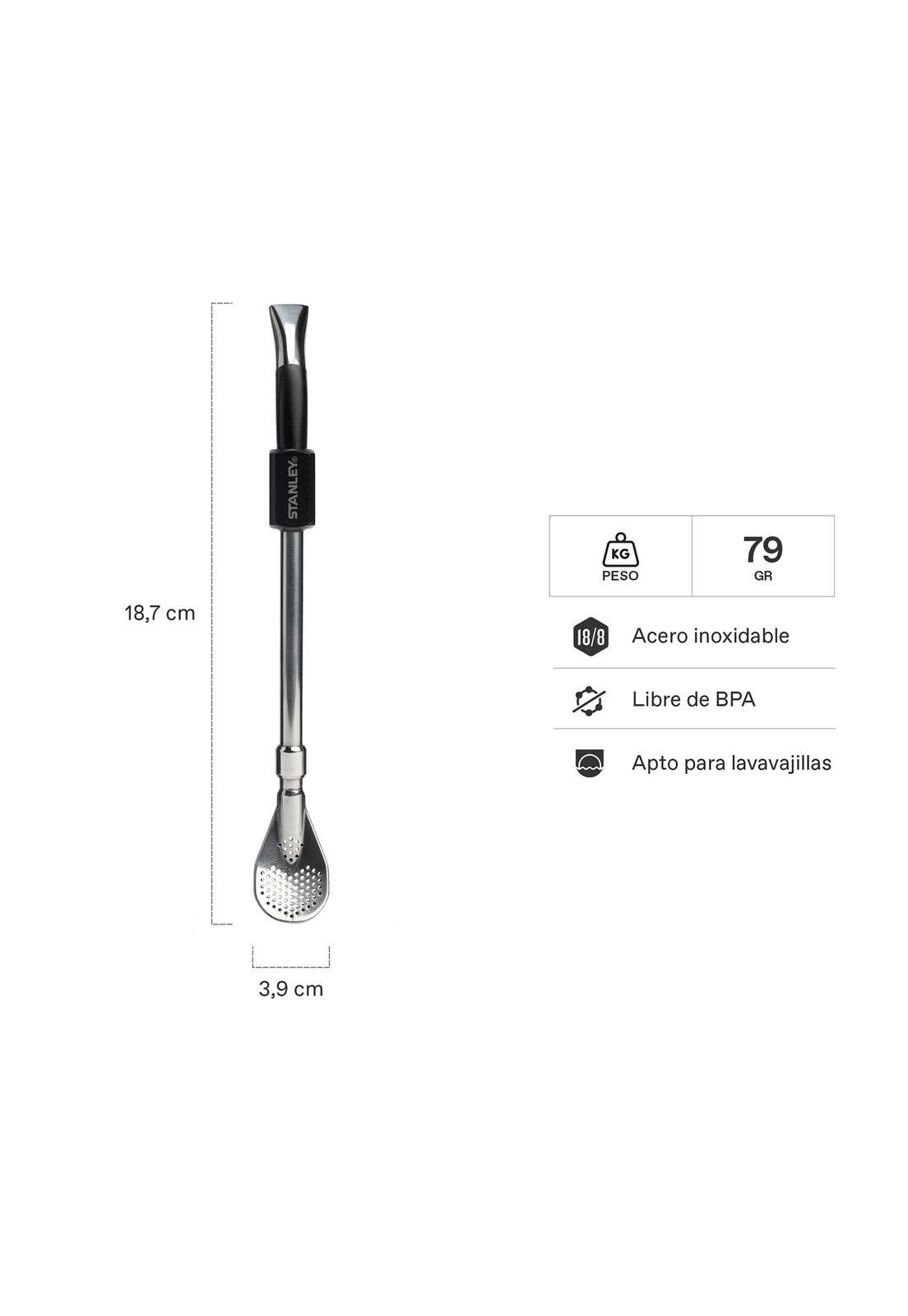 BOMBILLA PARA MATE DE CUCHARA STANLEY NEGRO-1