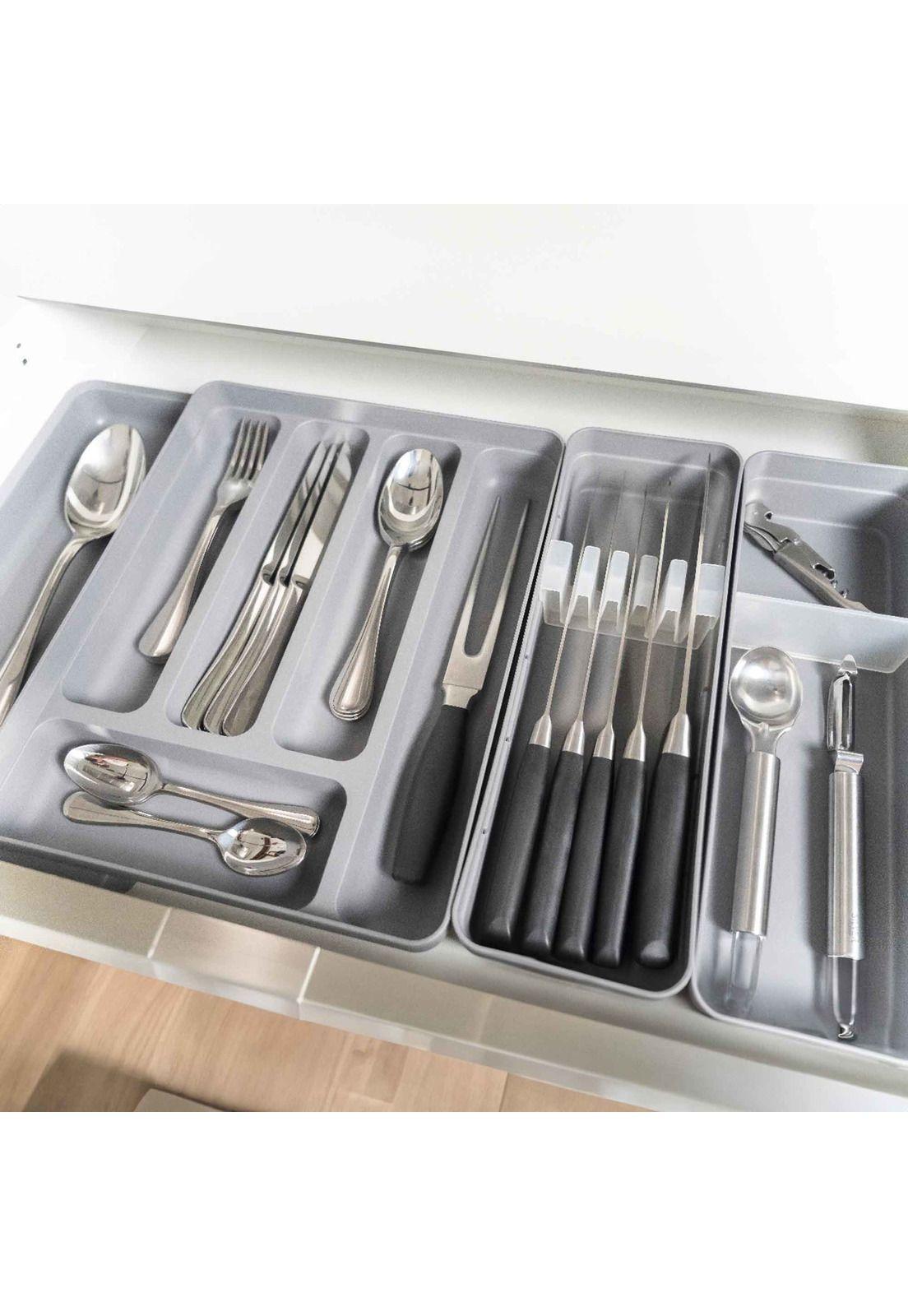 Conjunto Organizador Cubiertos Gris-2