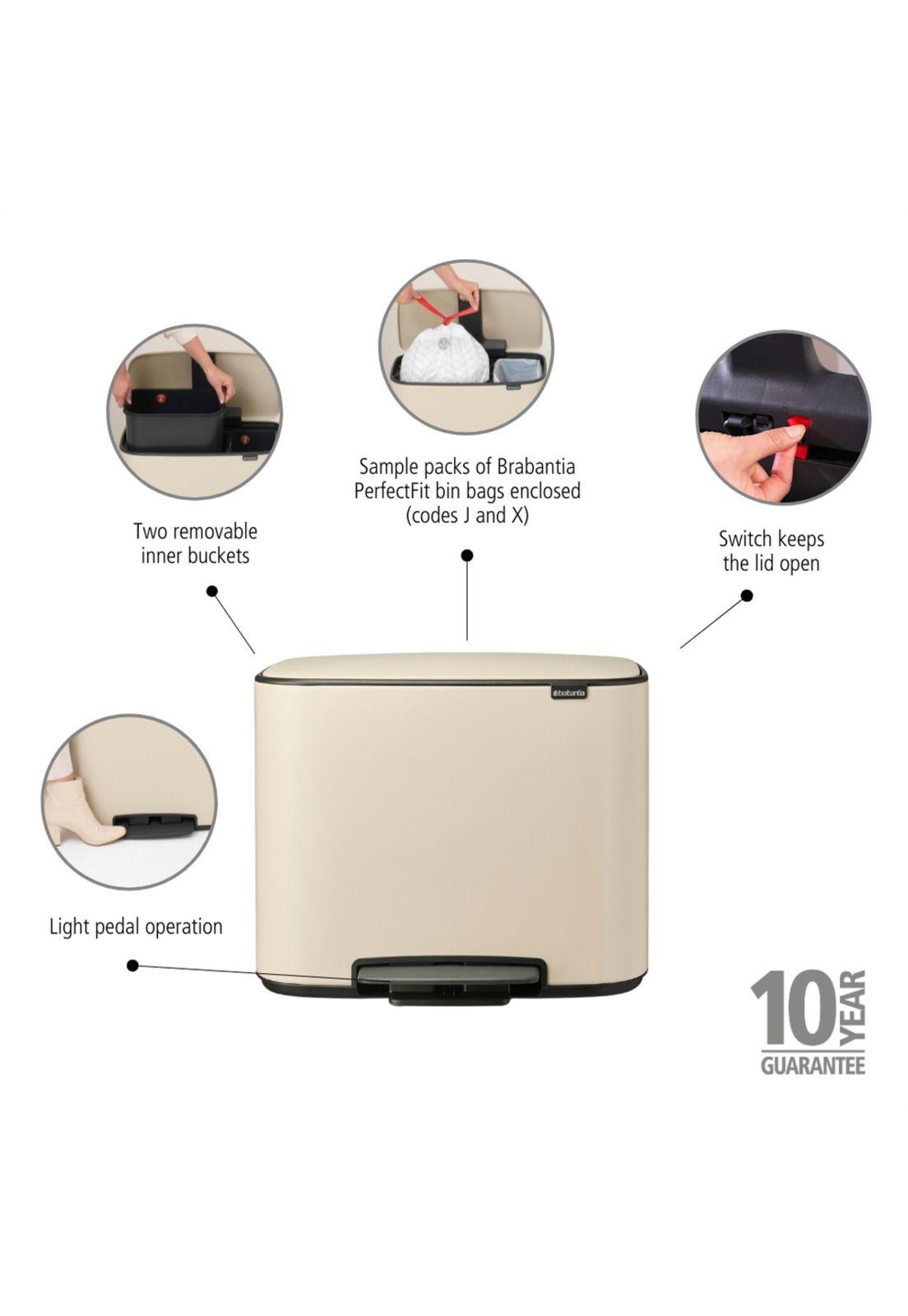 Basurero Pedal Bo 11 + 23 Lt Soft Beige-5