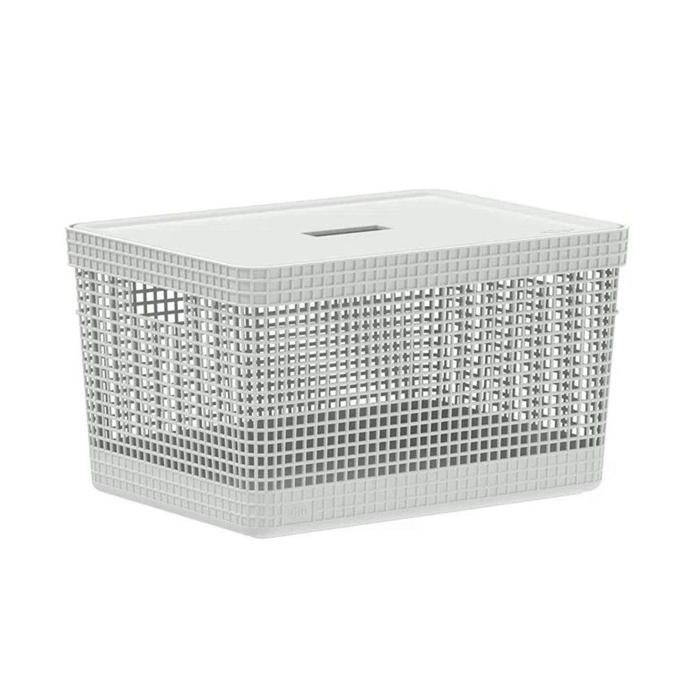 Cesta Organizadora Grid Con Tapa 20 L Blanco Océano-2