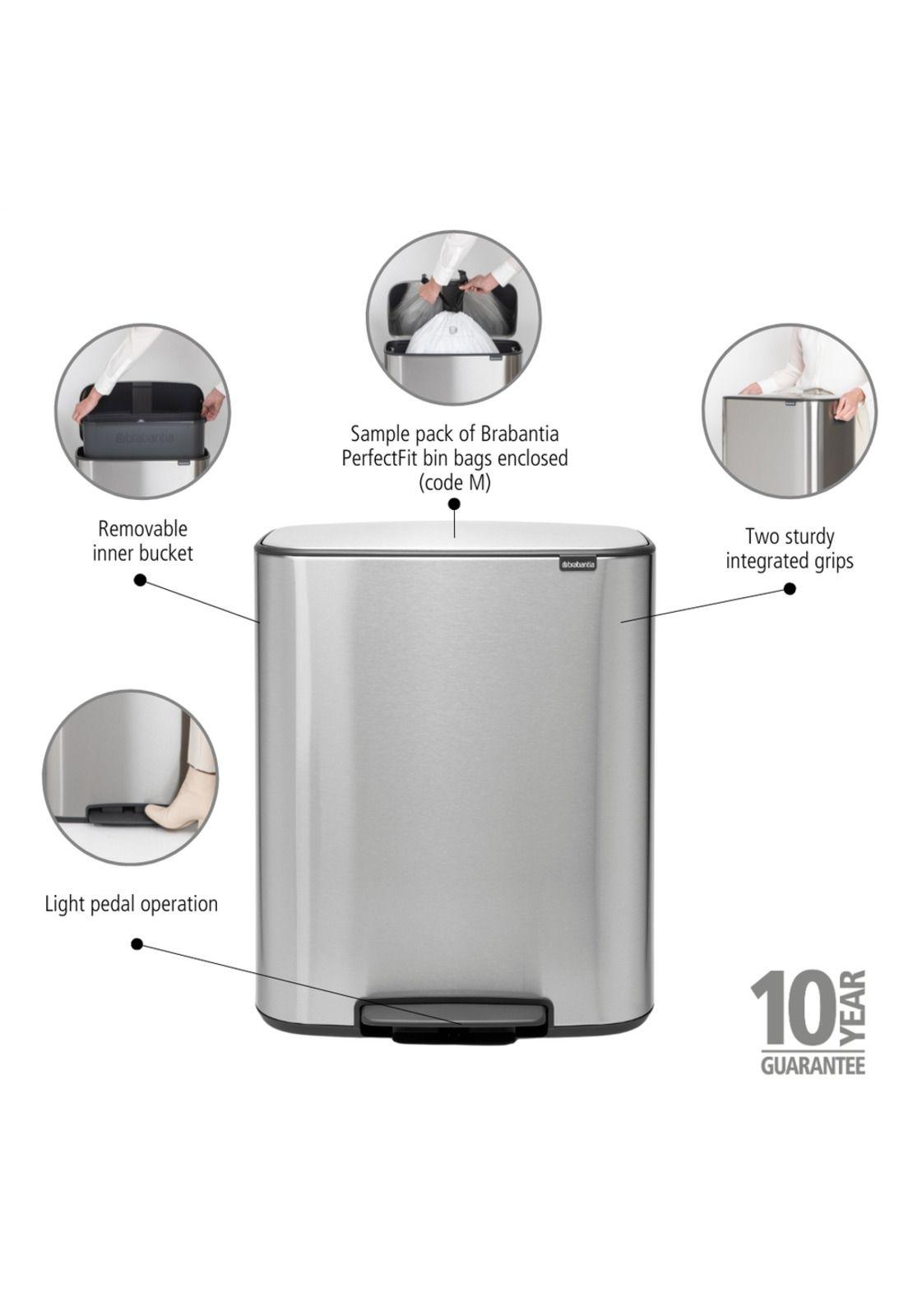 Basurero Pedal Bo 60 Lt Matt Steel Fingerprint Proof-5