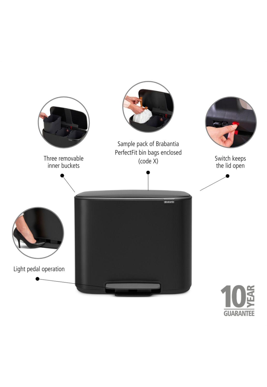 Basurero Pedal Bo 3 x 11 Lt Matt Black-5