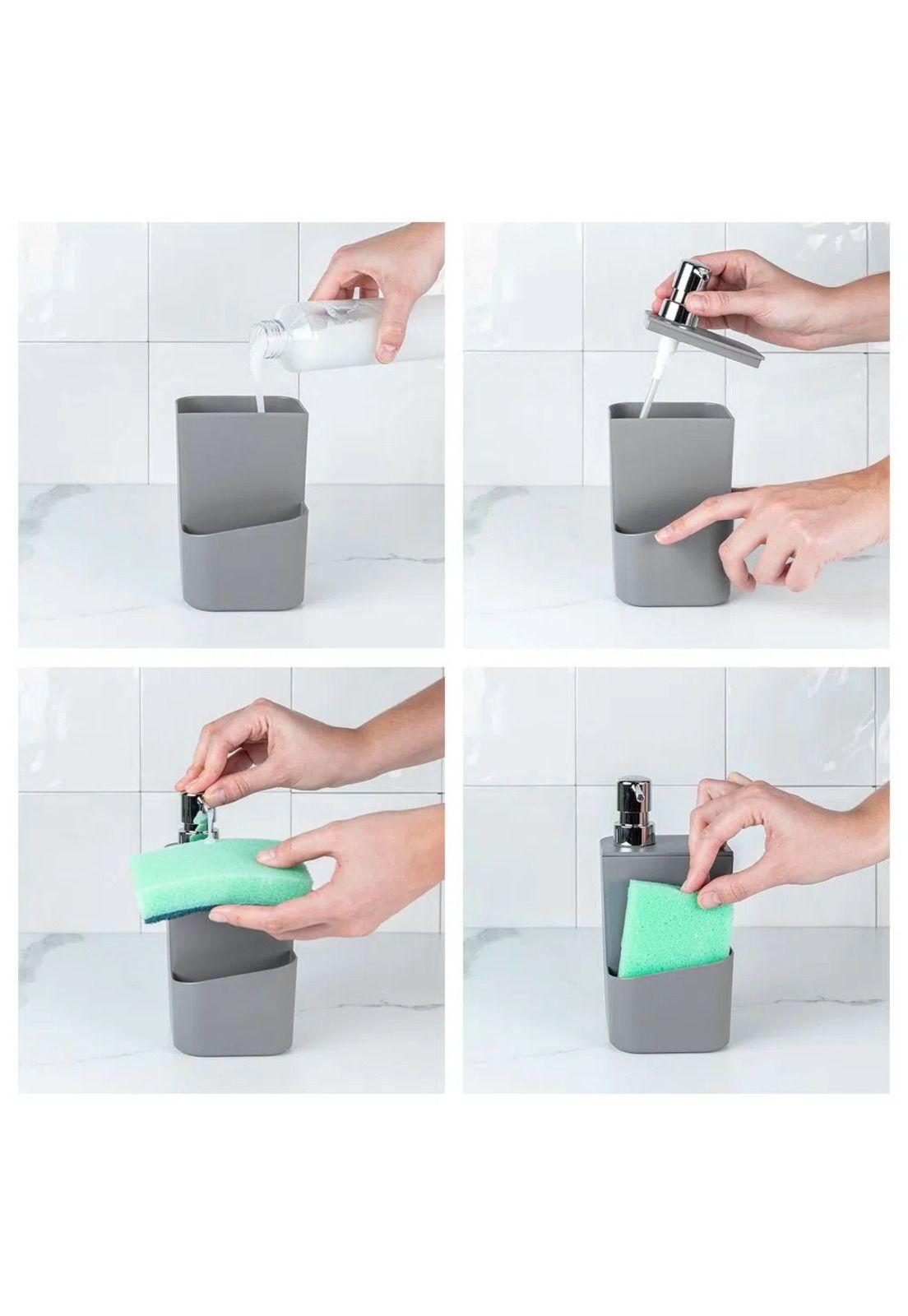 Dispensador Lavaloza Con Porta Esponja Beige 650 ml-2