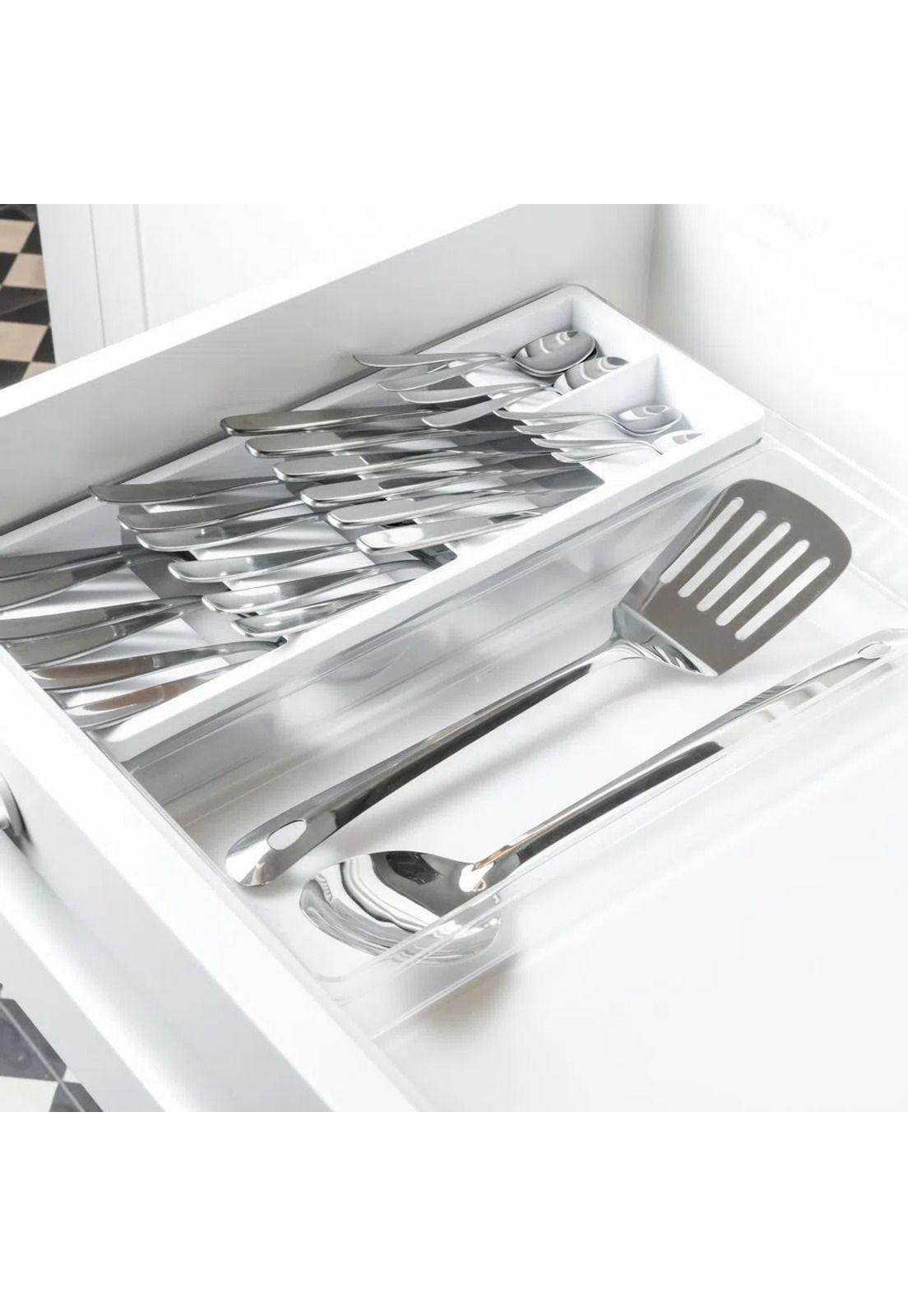  Organizador de Utensilios y Cubiertos Clear Blanco-3