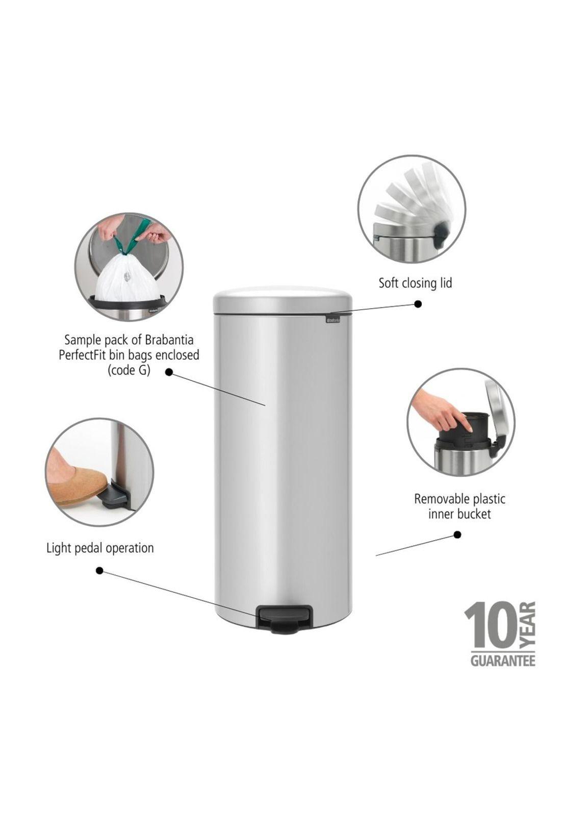 Basurero Pedal NewIcon 30 Lt Metallic Grey-5