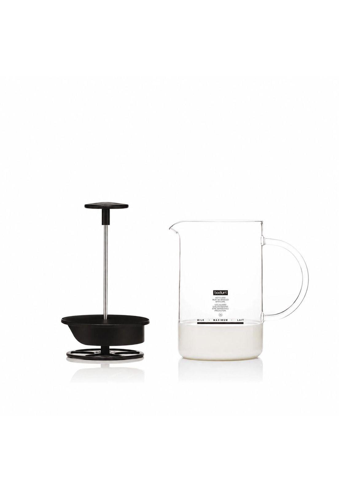 Batidor de Leche manual con asa de cristal 250 ml, negro-2