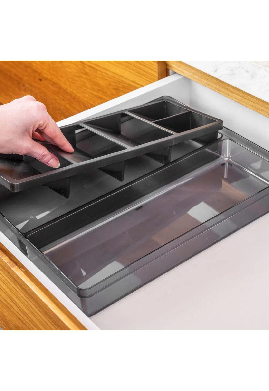  Organizador de Utensilios y Cubiertos Clear Negro-2