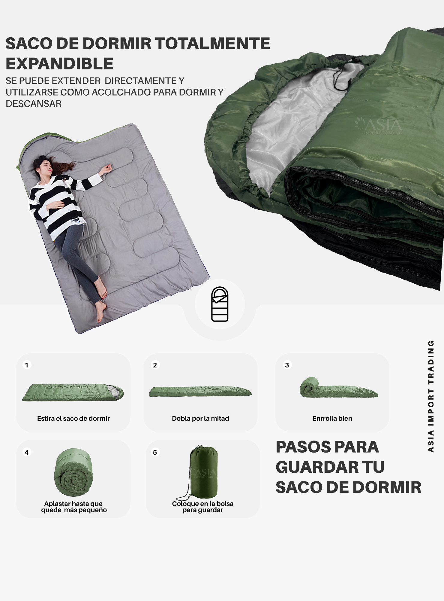 Saco de Dormir Extendible color Verde-2