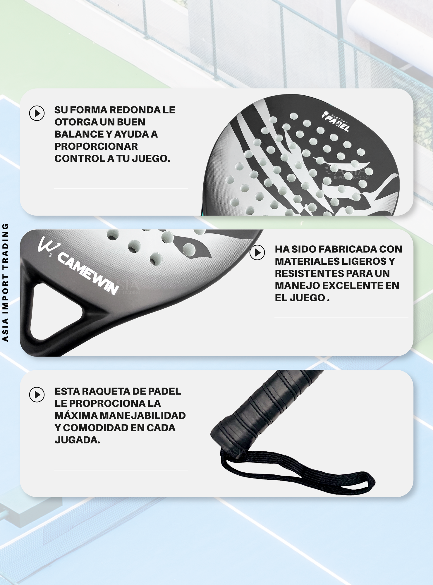 Pala de Padel Gris con Negro Modelo 4013-2