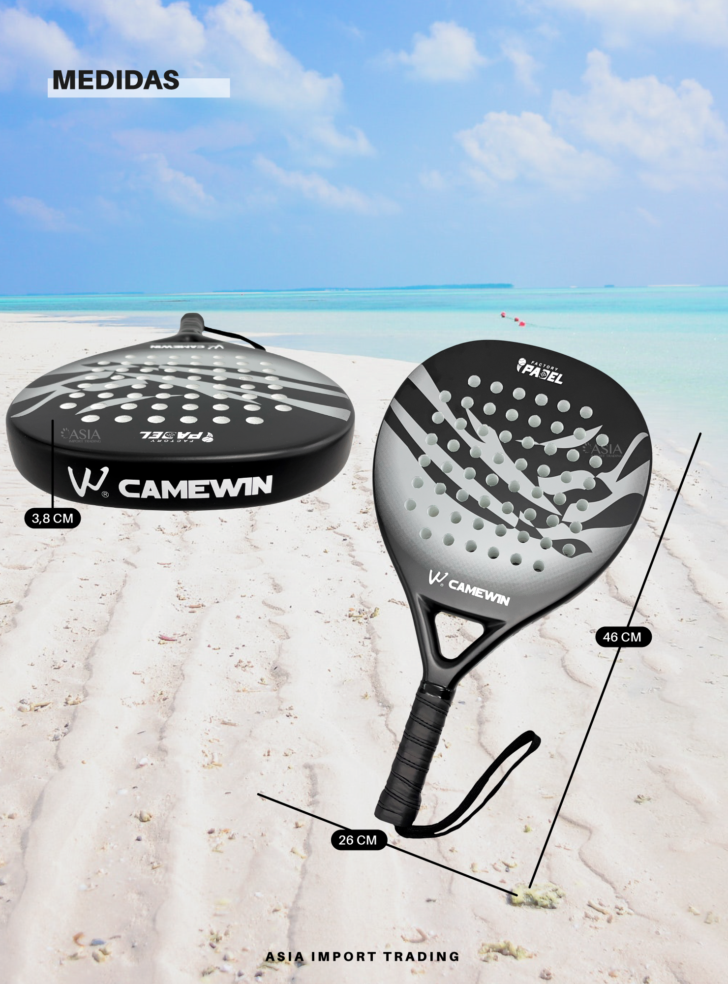 Pala de Padel Gris con Negro Modelo 4013-3
