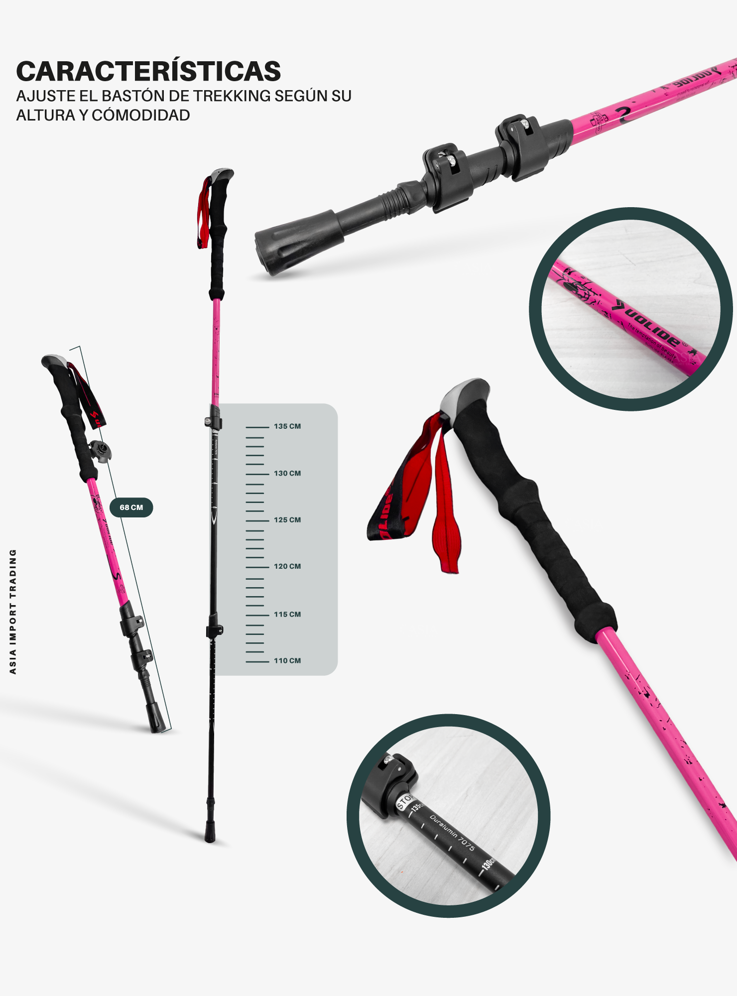 Baston de Trekking Rosado-3