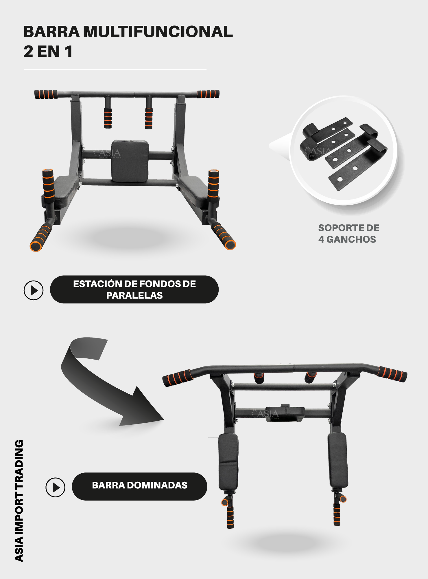 Barra de dominadas anclable con 2 posiciones intercambiables-1