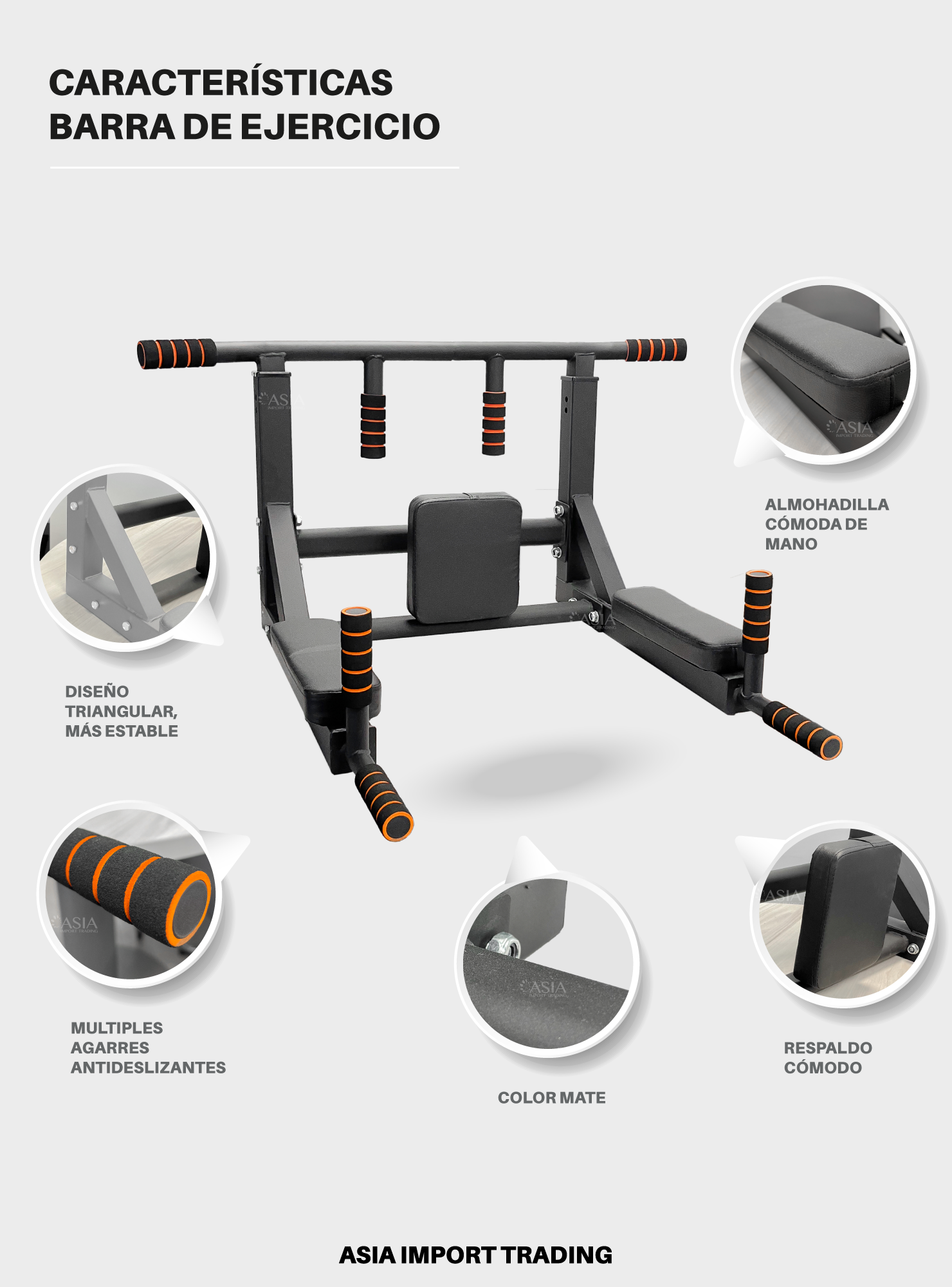 Barra de dominadas anclable con 2 posiciones intercambiables-2