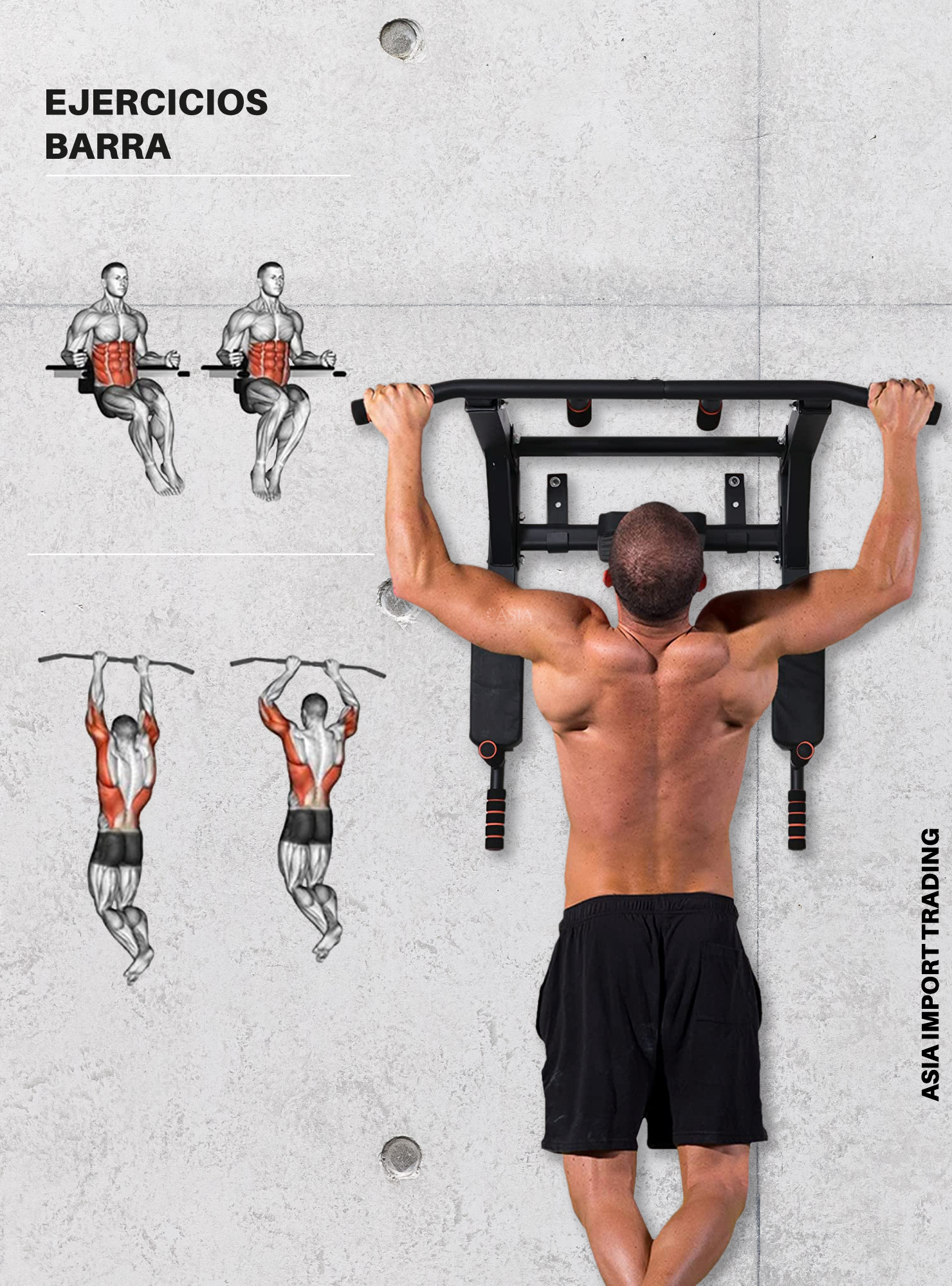 Barra de dominadas anclable con 2 posiciones intercambiables-3