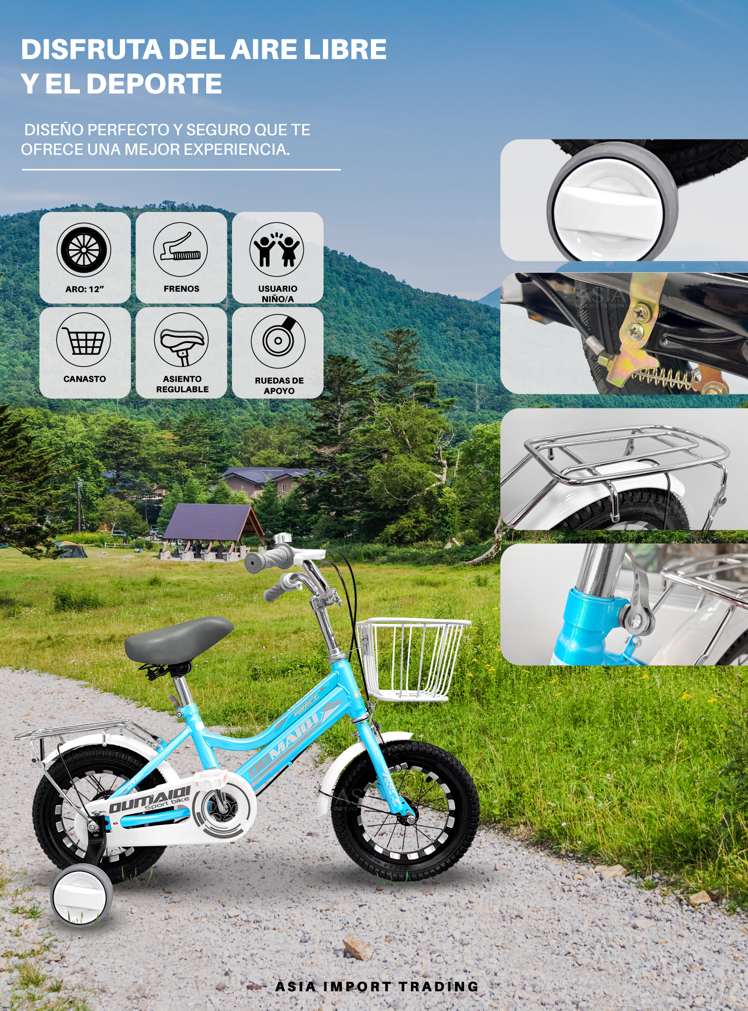 Bicicleta Infantil Aro 12 Celeste-1