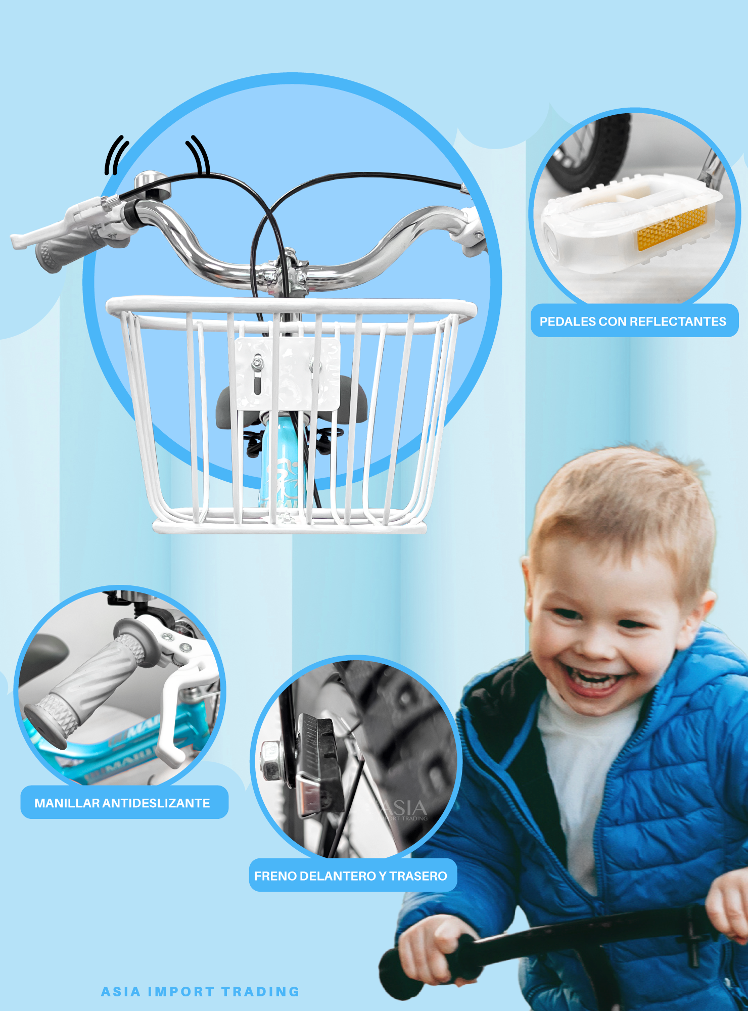 Bicicleta Infantil Aro 12 Celeste-2