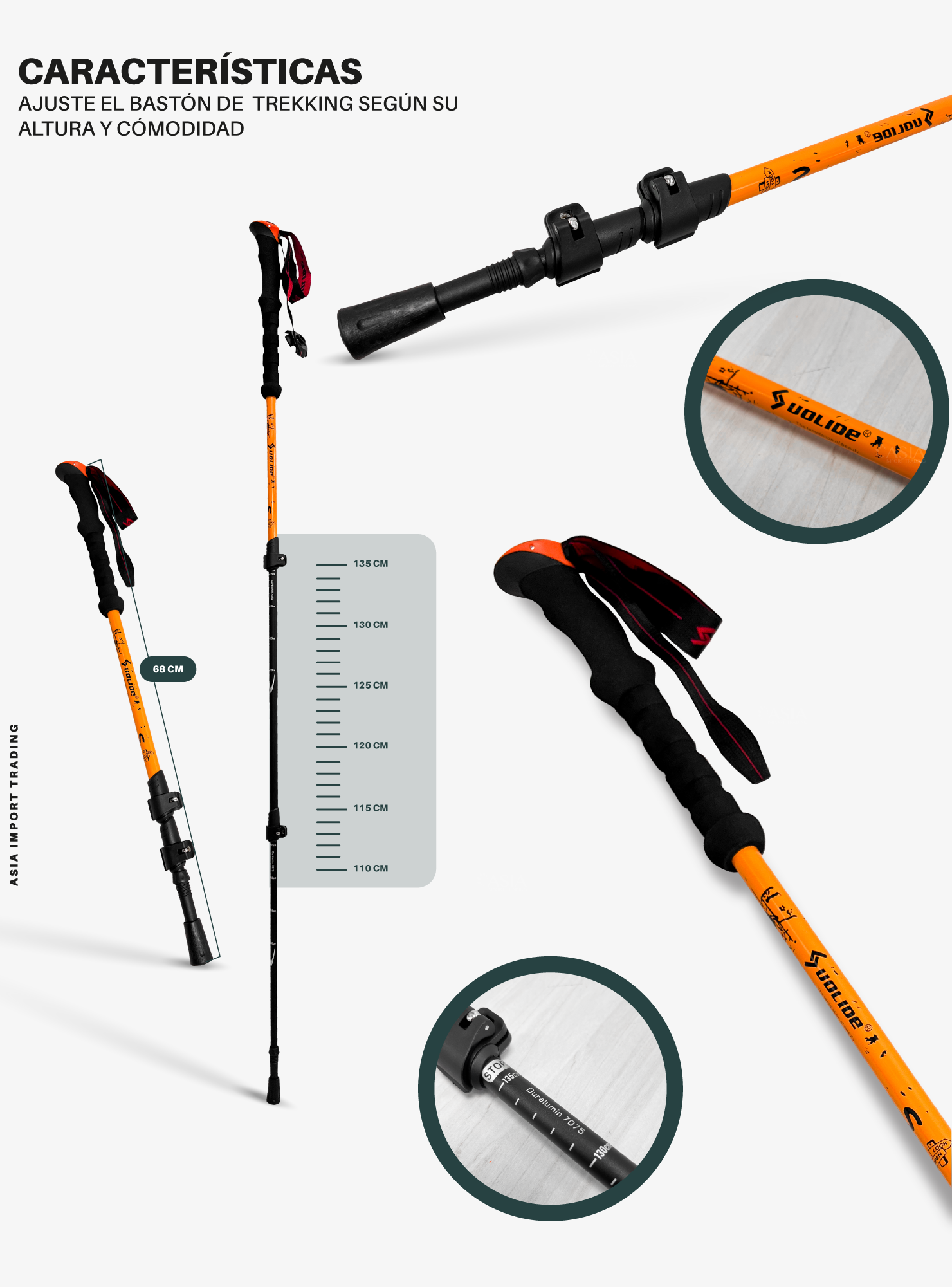 Baston de Trekking Naranjo-3