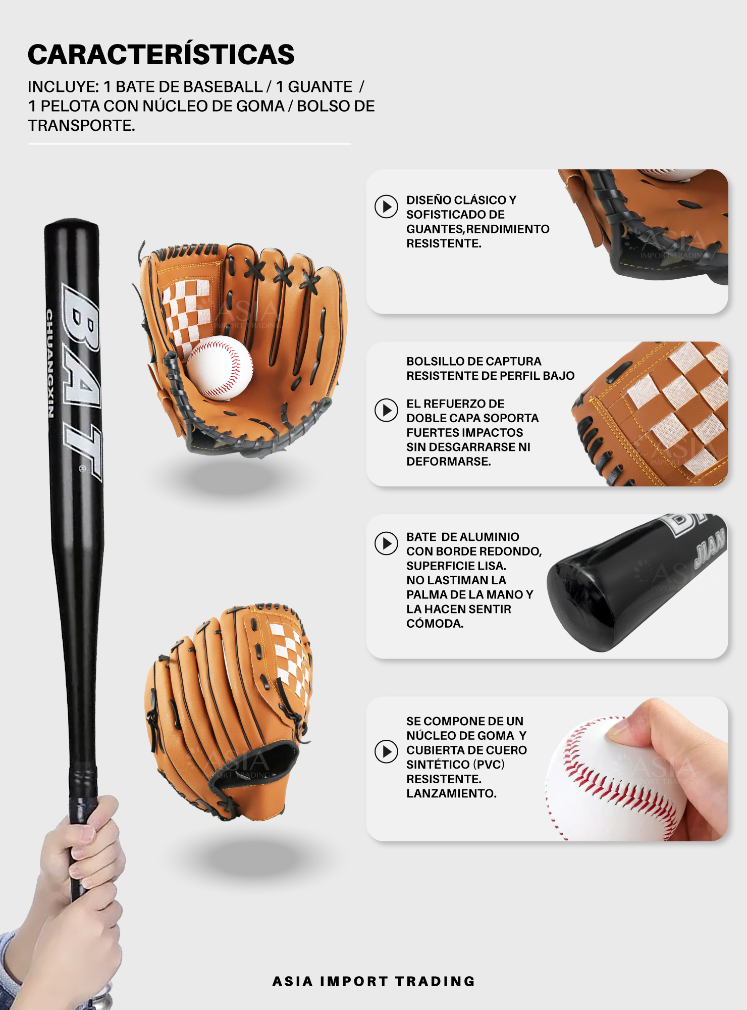 Set Baseball Bate Aluminio Negro-2