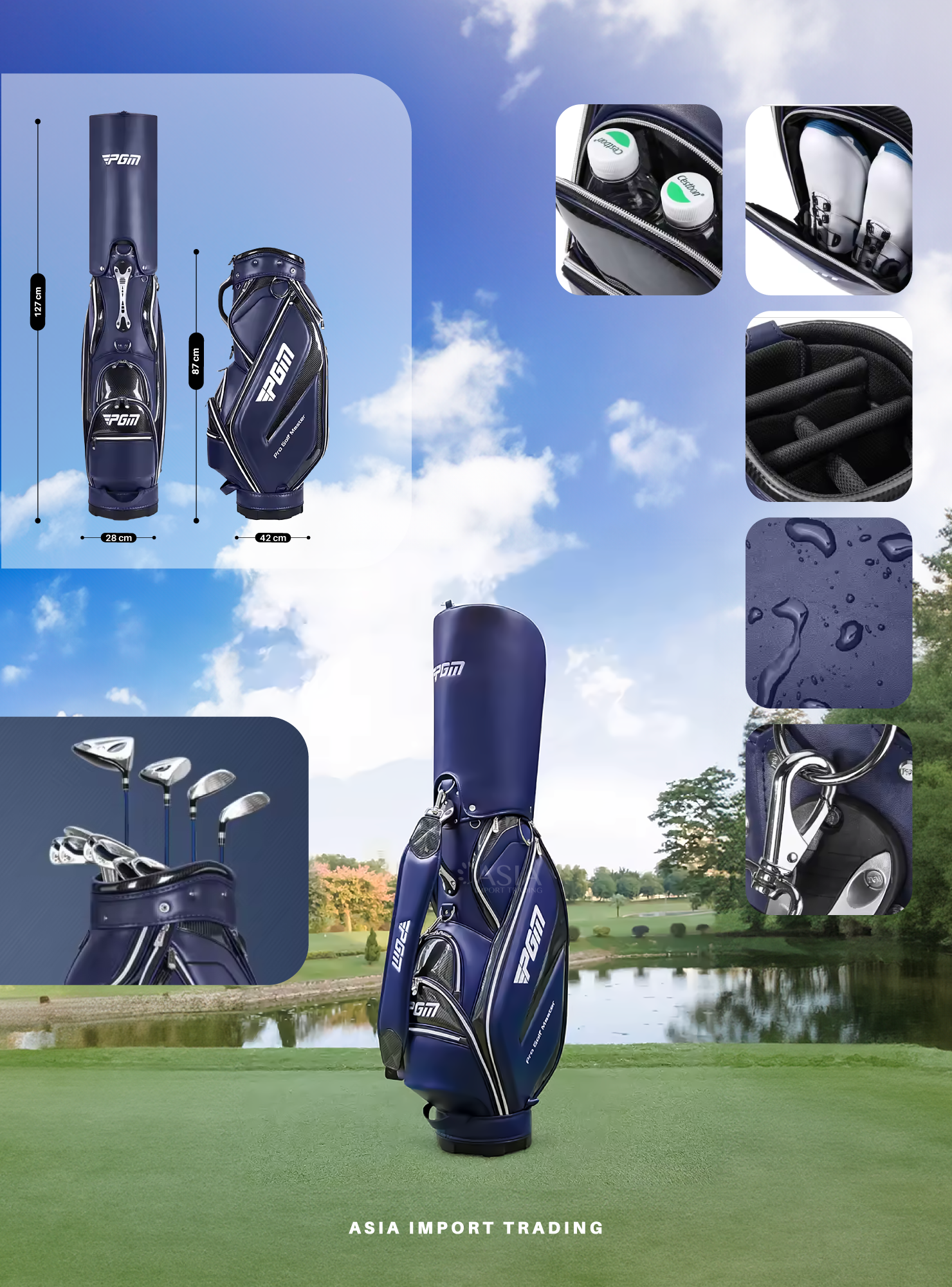 Bolso Azul para palos Golf QB108-1