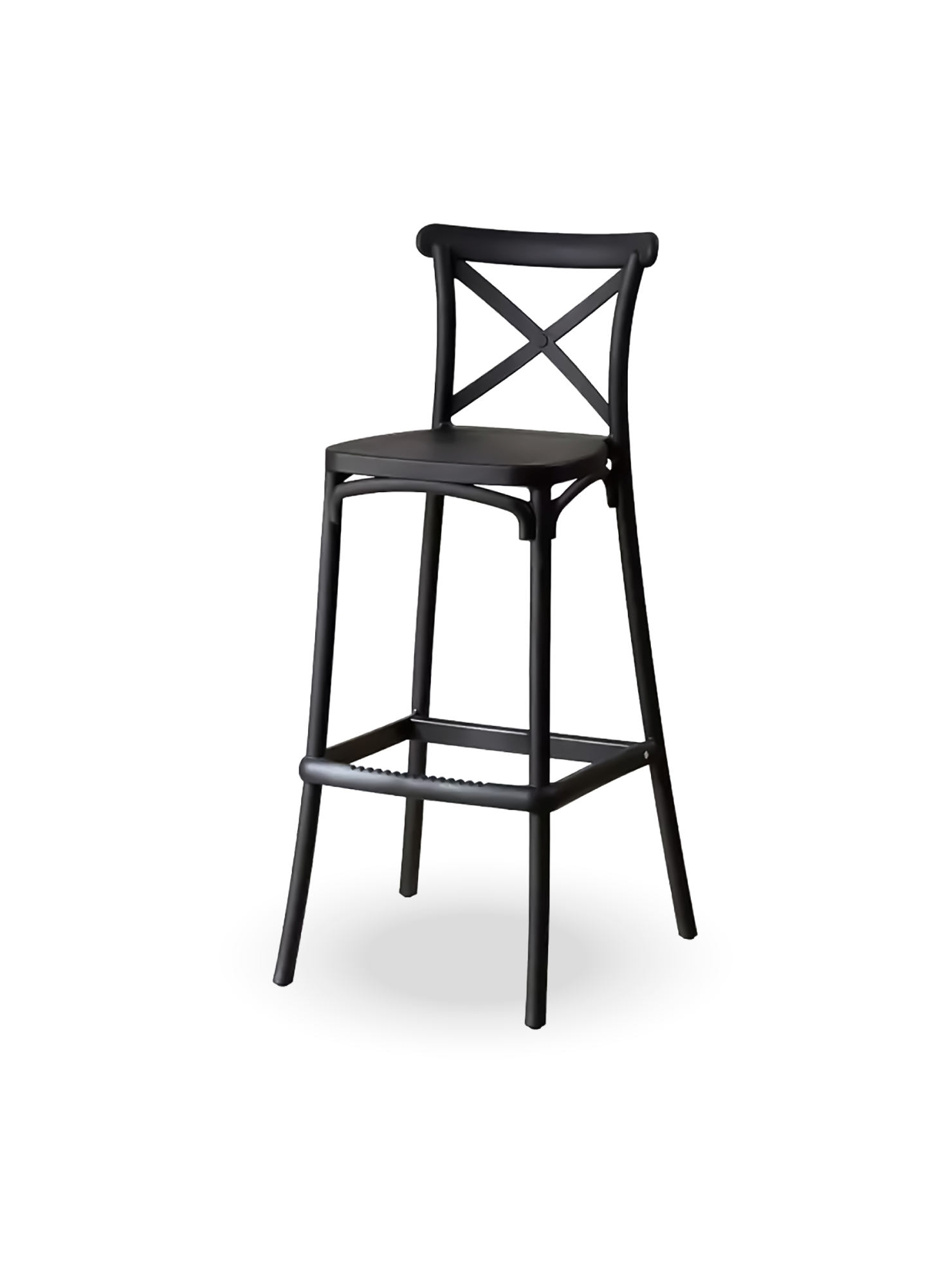 Silla bar negra con respaldo cruzado-0