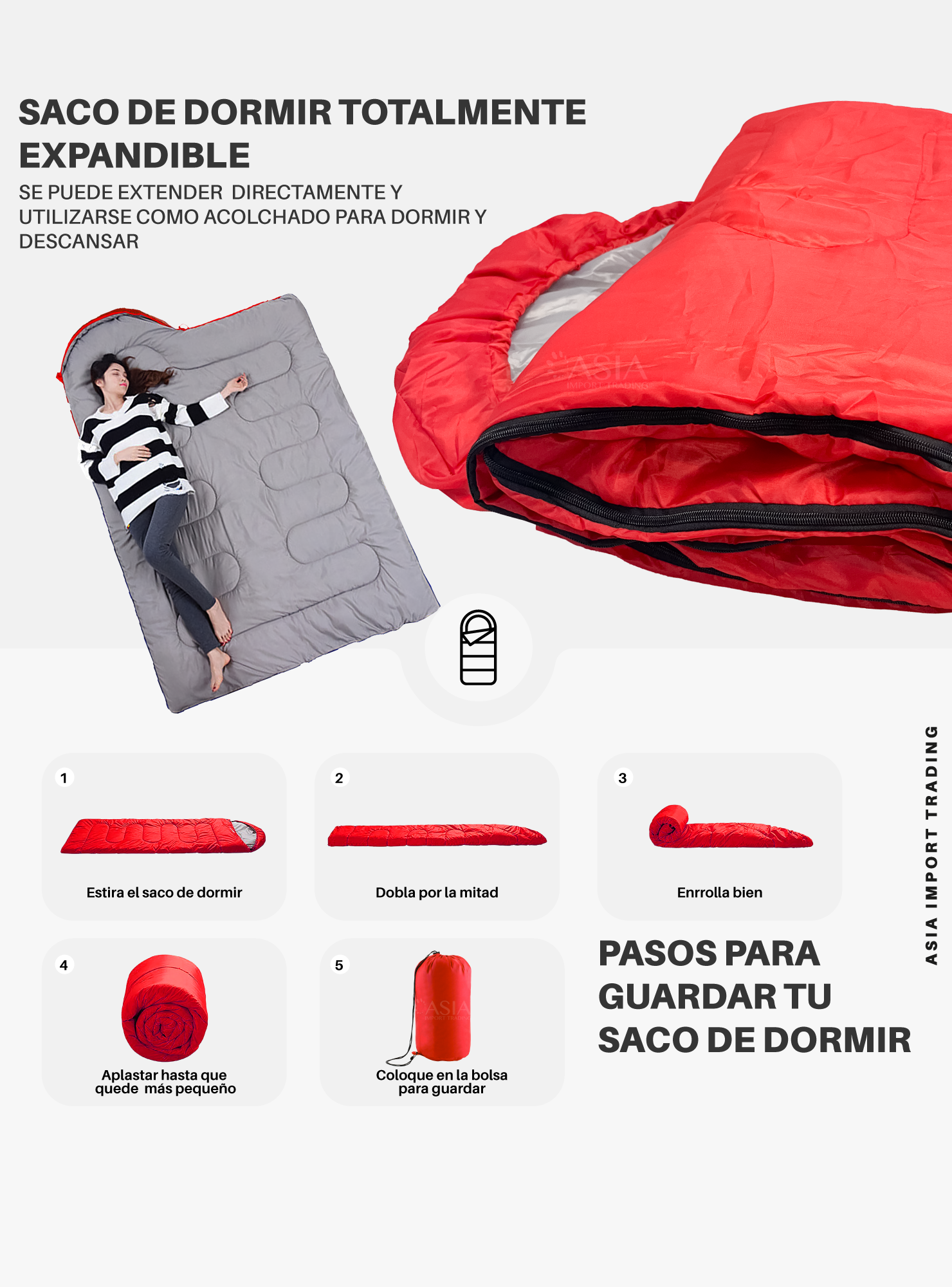 Saco de Dormir Extendible color Rojo-2