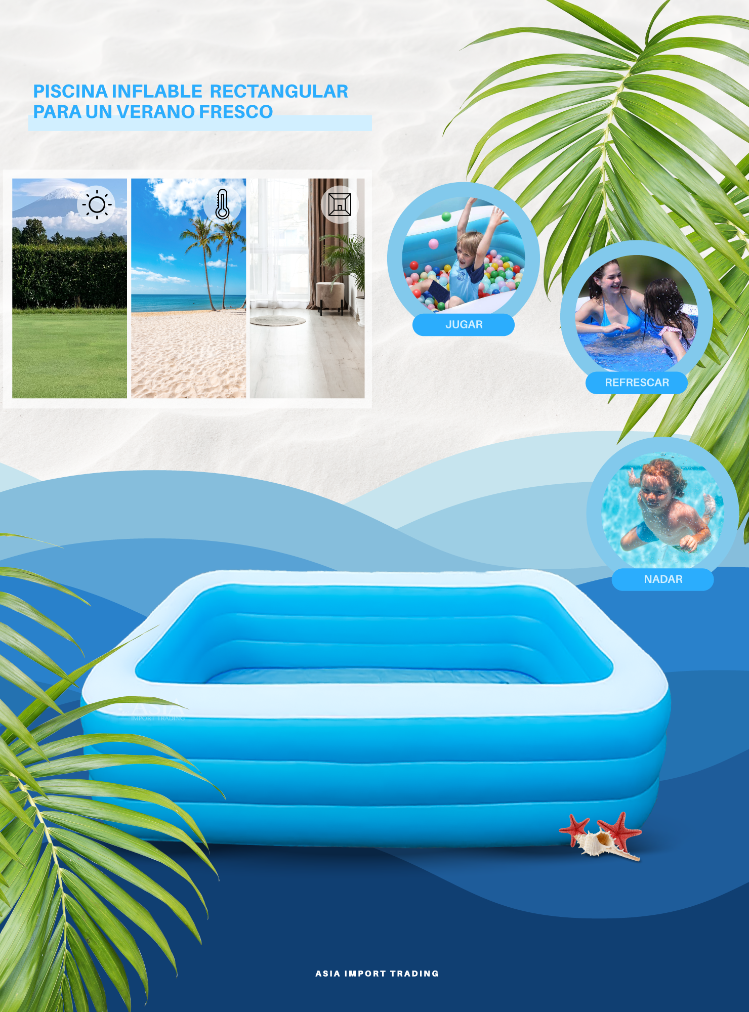 Piscina Inflable Rectangular 260cm-1