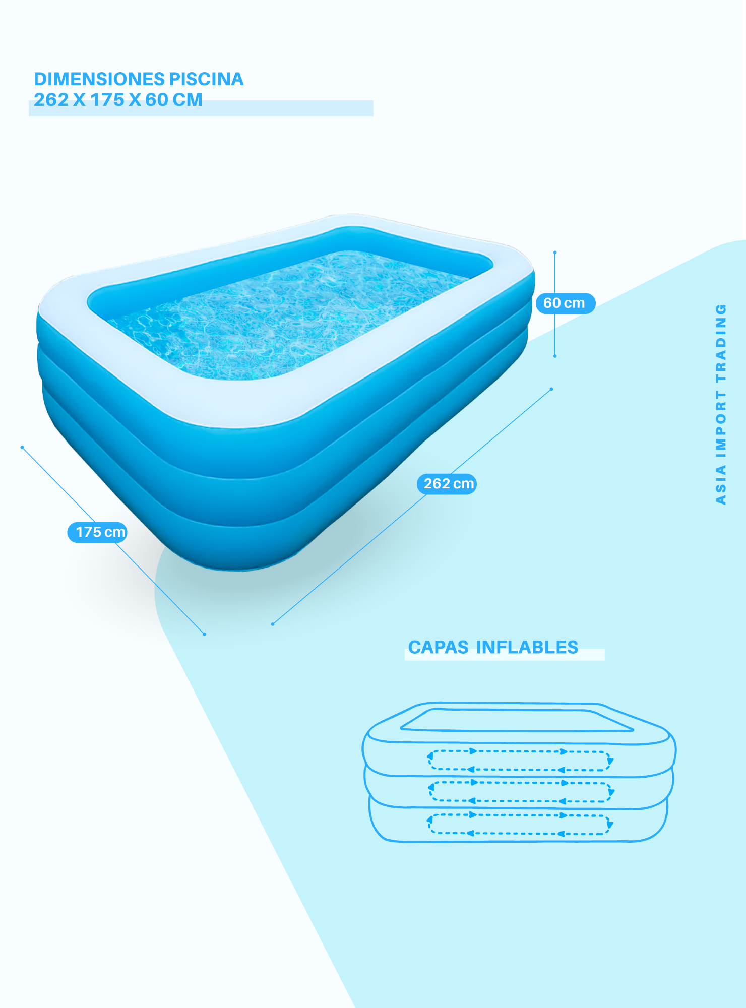 Piscina Inflable Rectangular 260cm-3