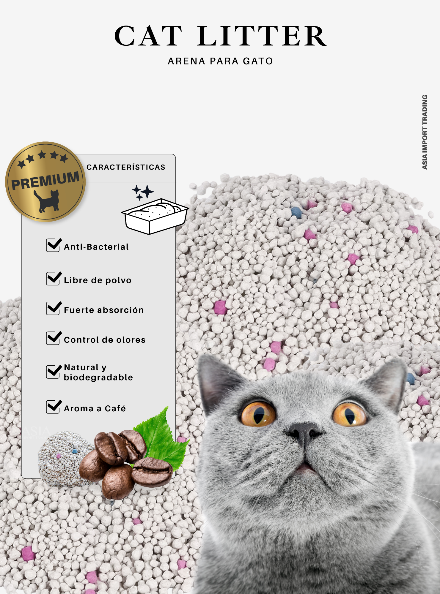 Arena para gatos Premium aroma Café 16k-3