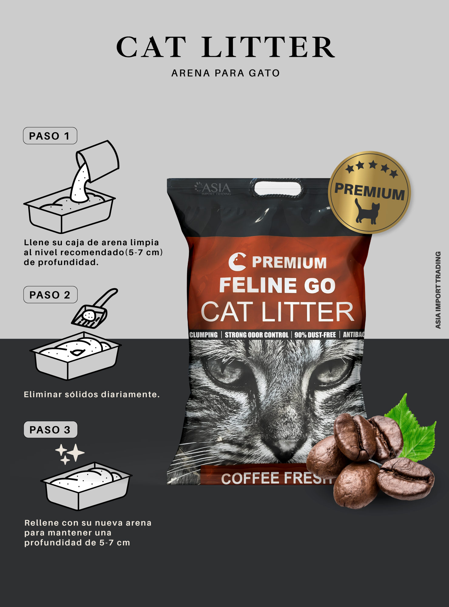 Arena para gatos Premium aroma Café 16k-4