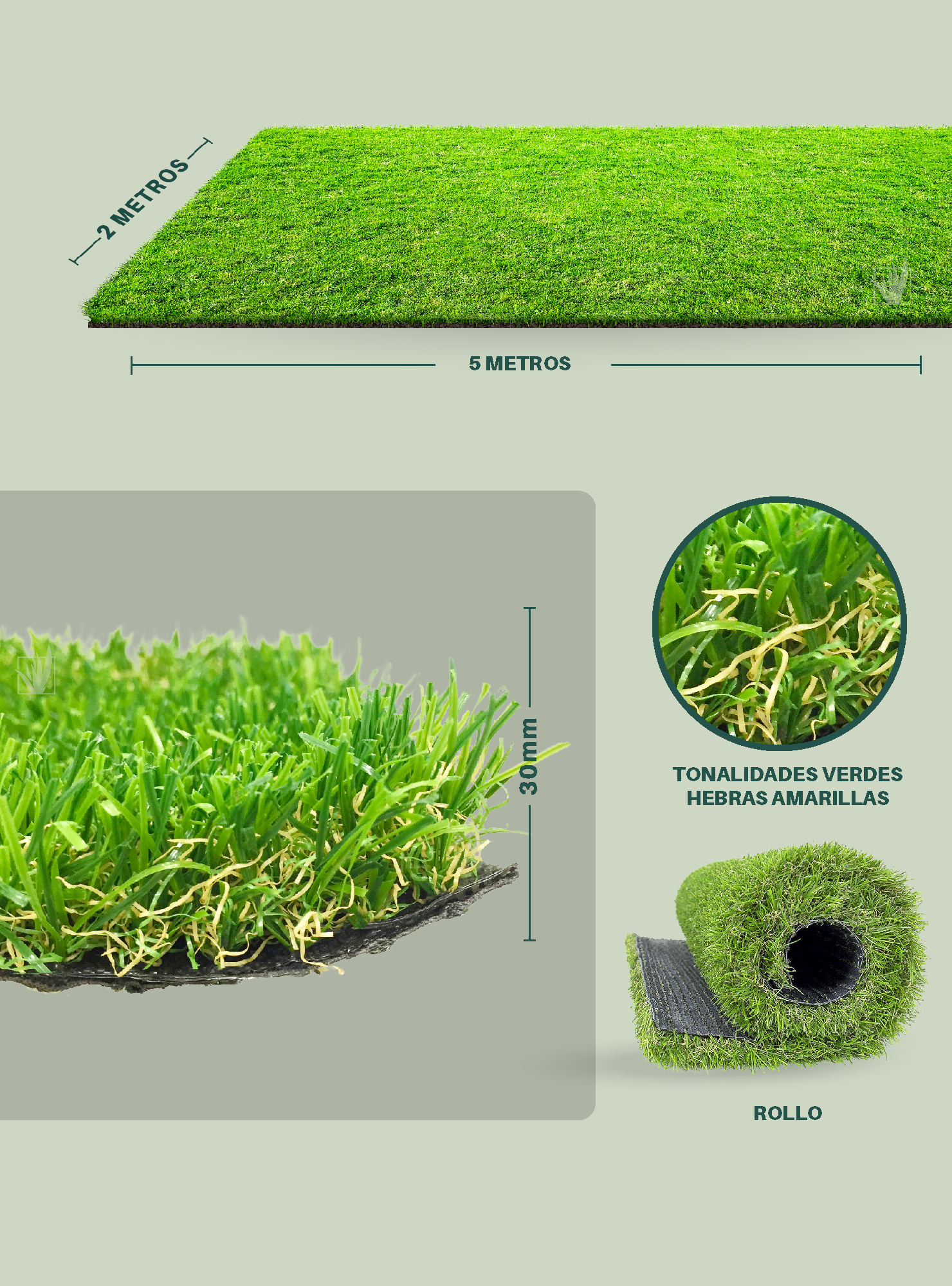 Pasto Sintetico 30 milimetros espesor 10 mt2-1