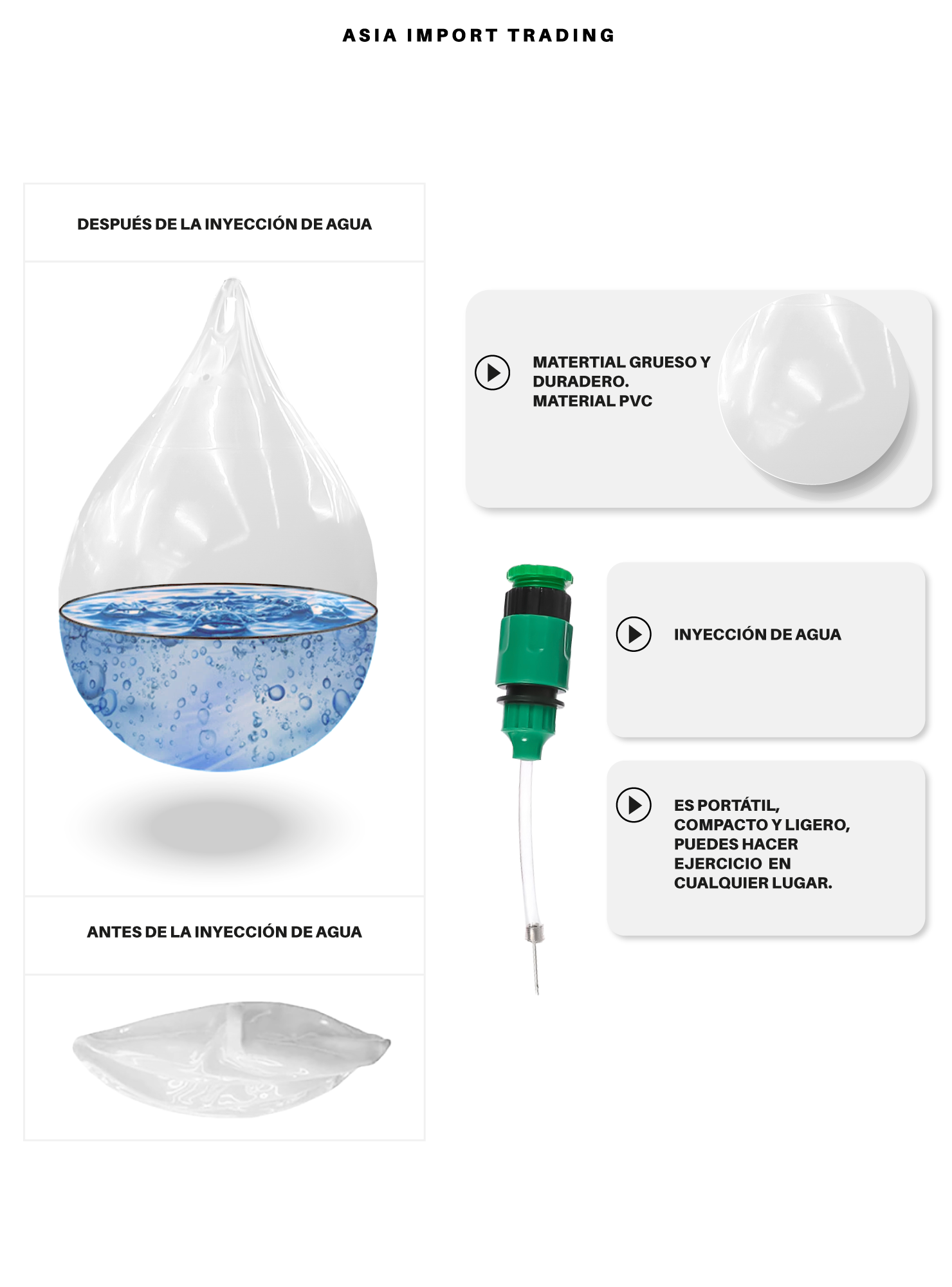Pera de Boxeo Blanca rellenable con agua-2