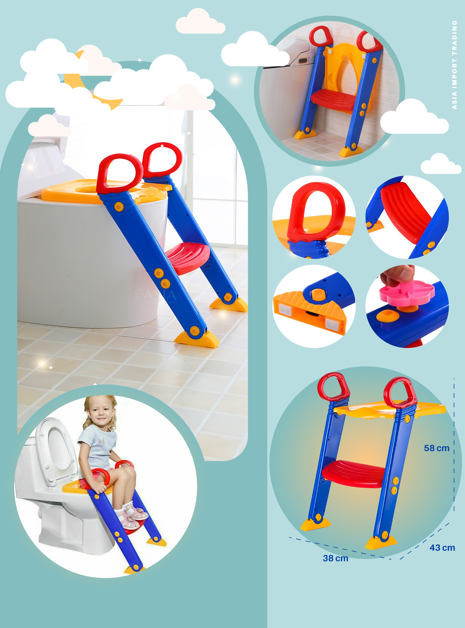 Adaptador de Baño con Escalera para Niños-1