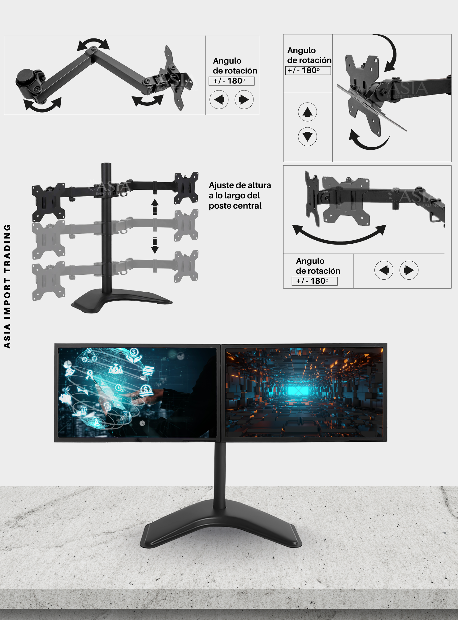 Soporte Monitor Doble con Base-1