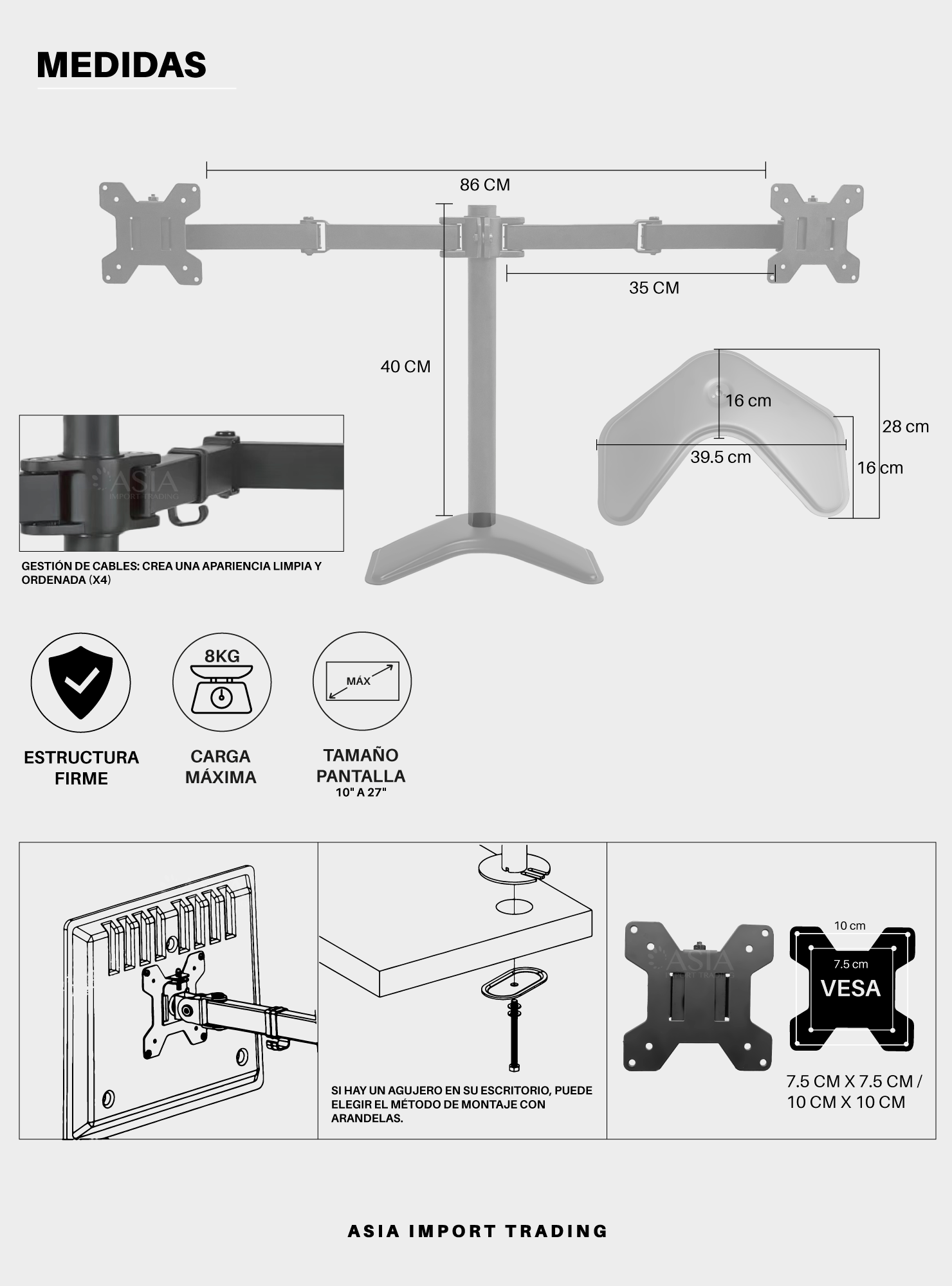 Soporte Monitor Doble con Base-3