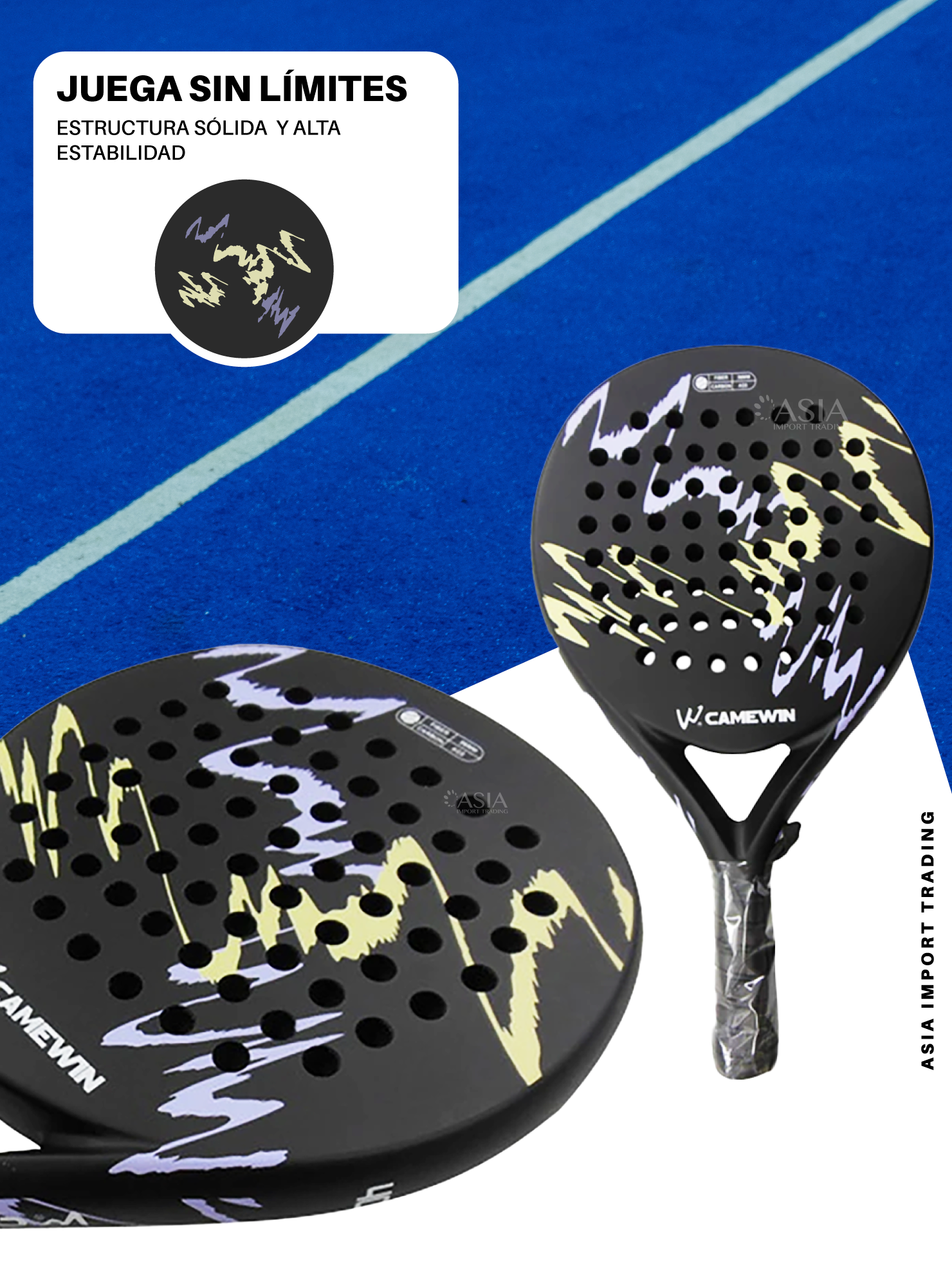 Pala de Padel 4018 Negra con Lila-1