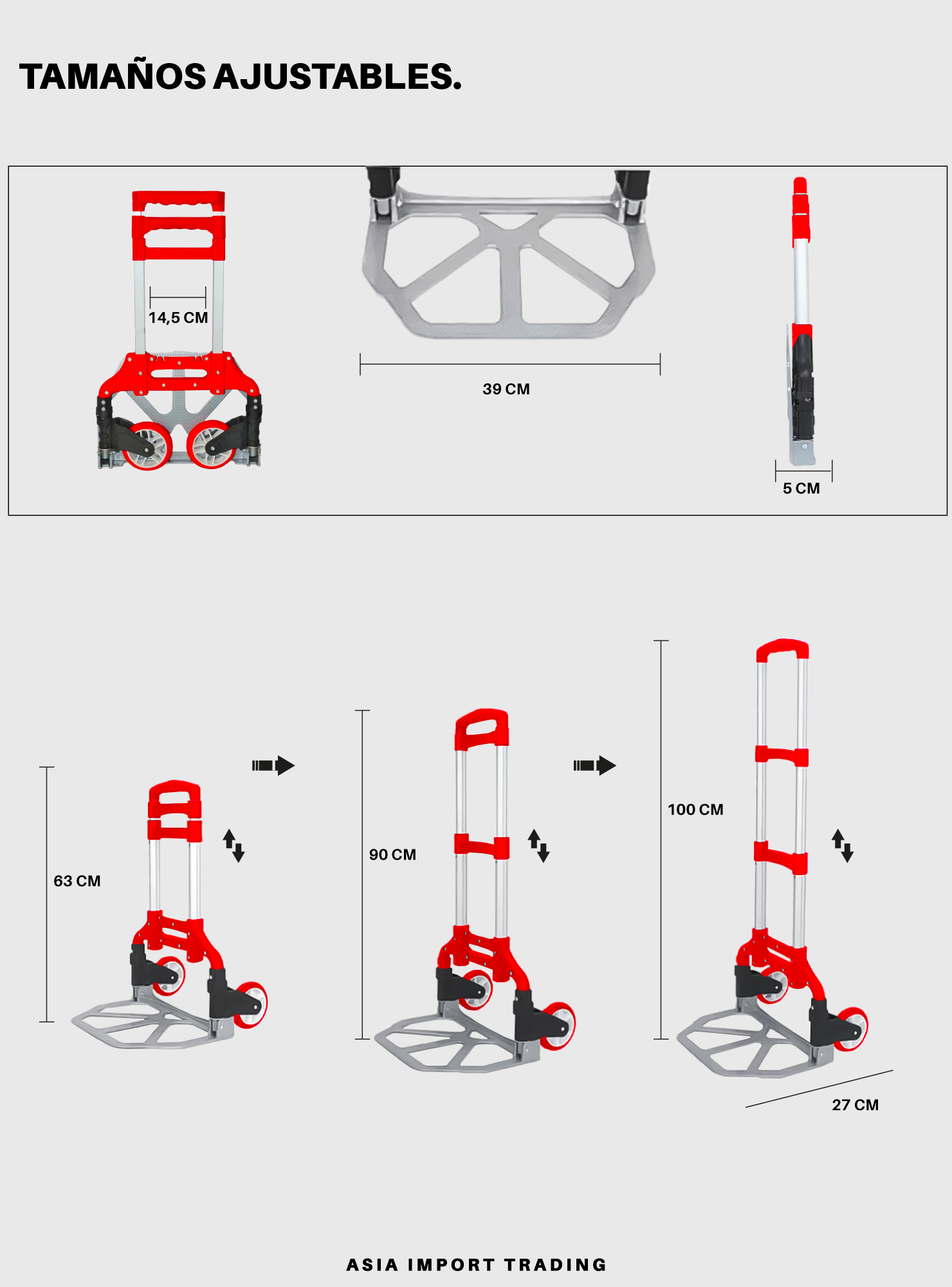 Carro de carga plegable Rojo-3