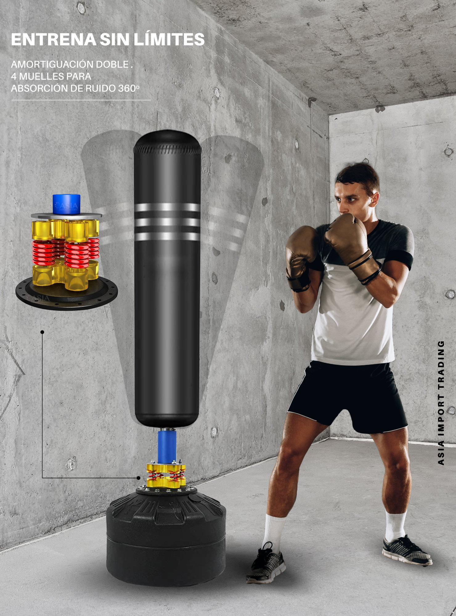 Saco de Box con Base y resortes 1,7 mt-1