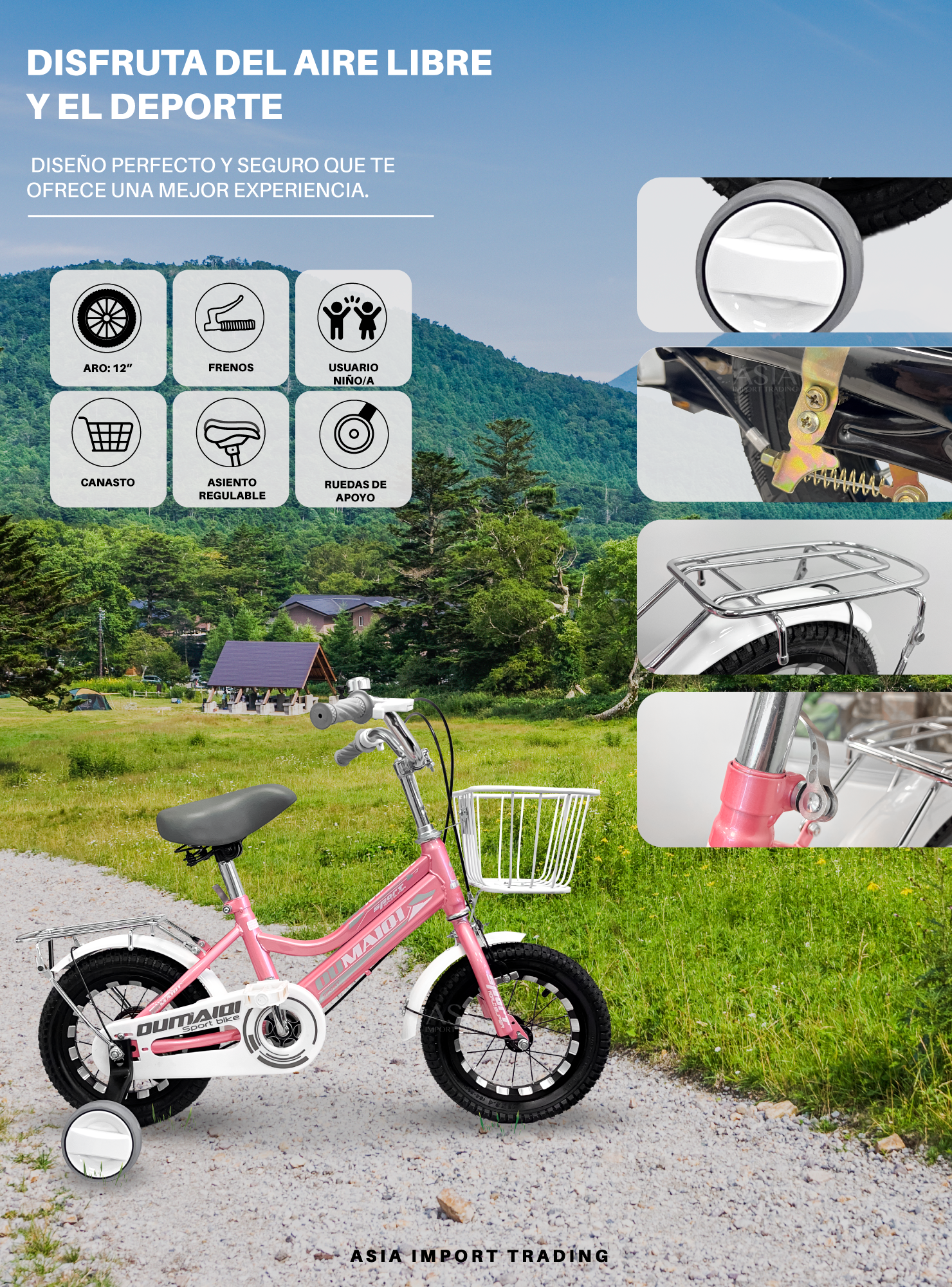 Bicicleta Infantil Aro 12 Rosada-1
