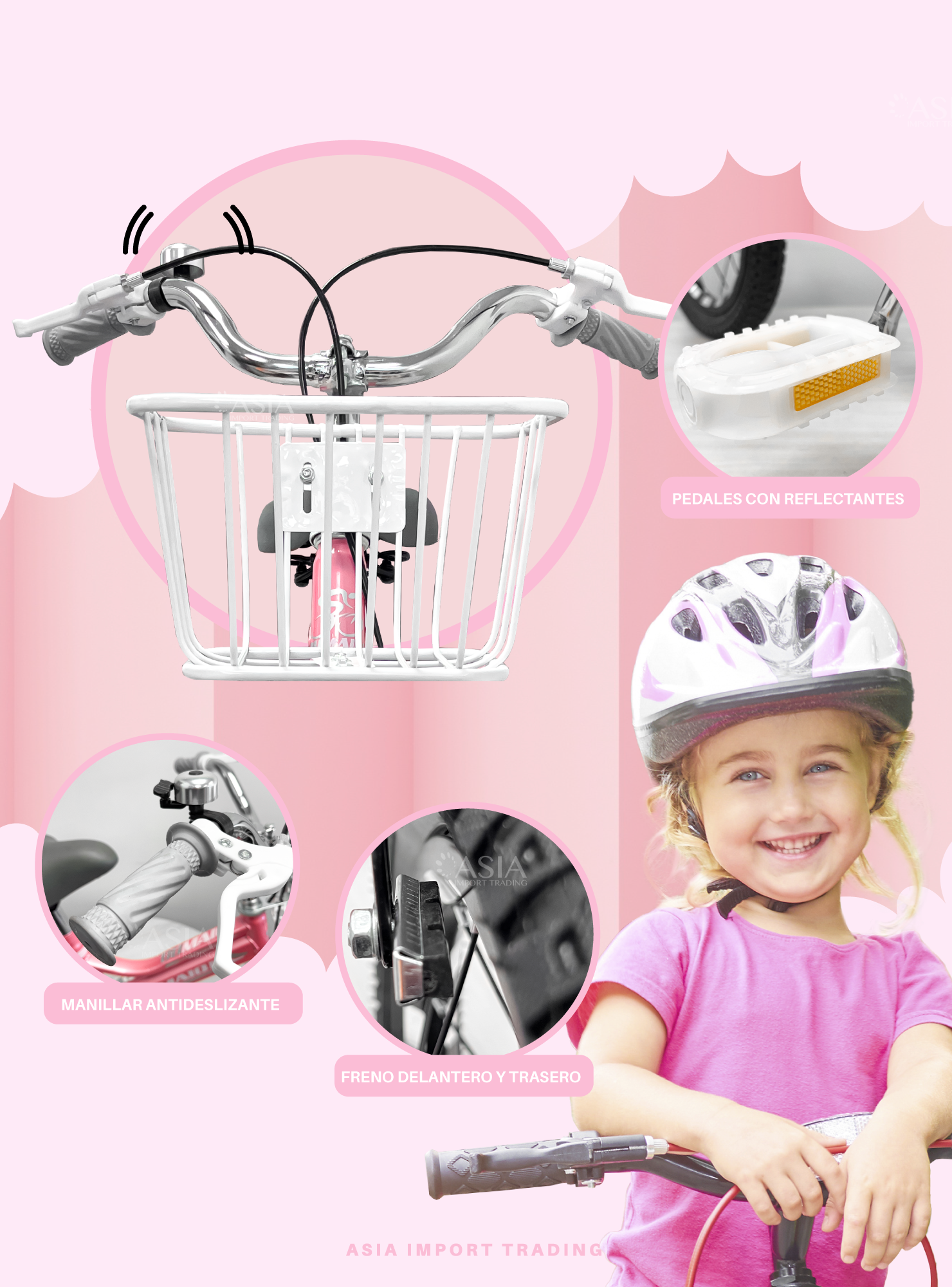 Bicicleta Infantil Aro 12 Rosada-2