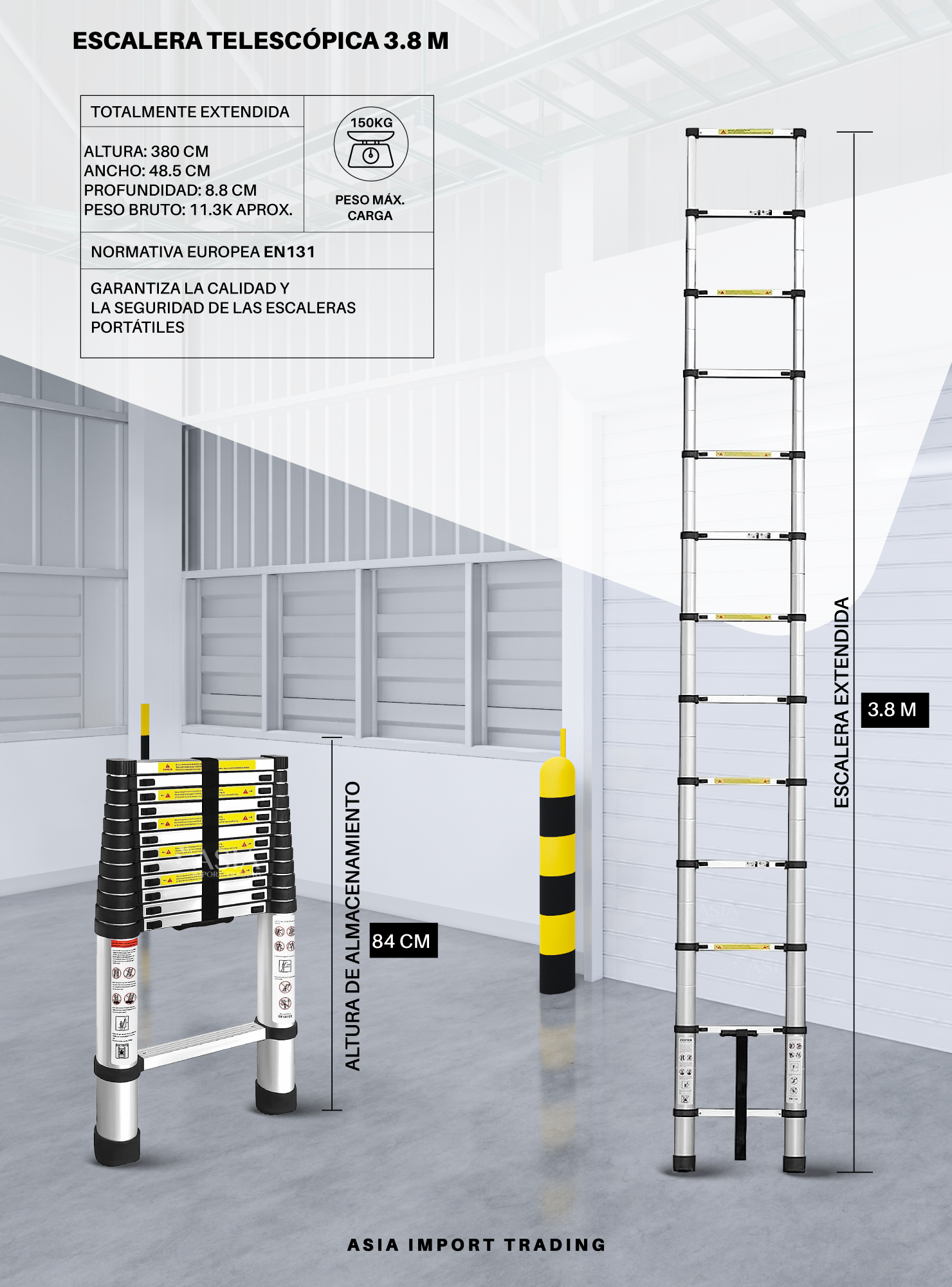 Escalera Retractil Telescopica 3.8 mt-3