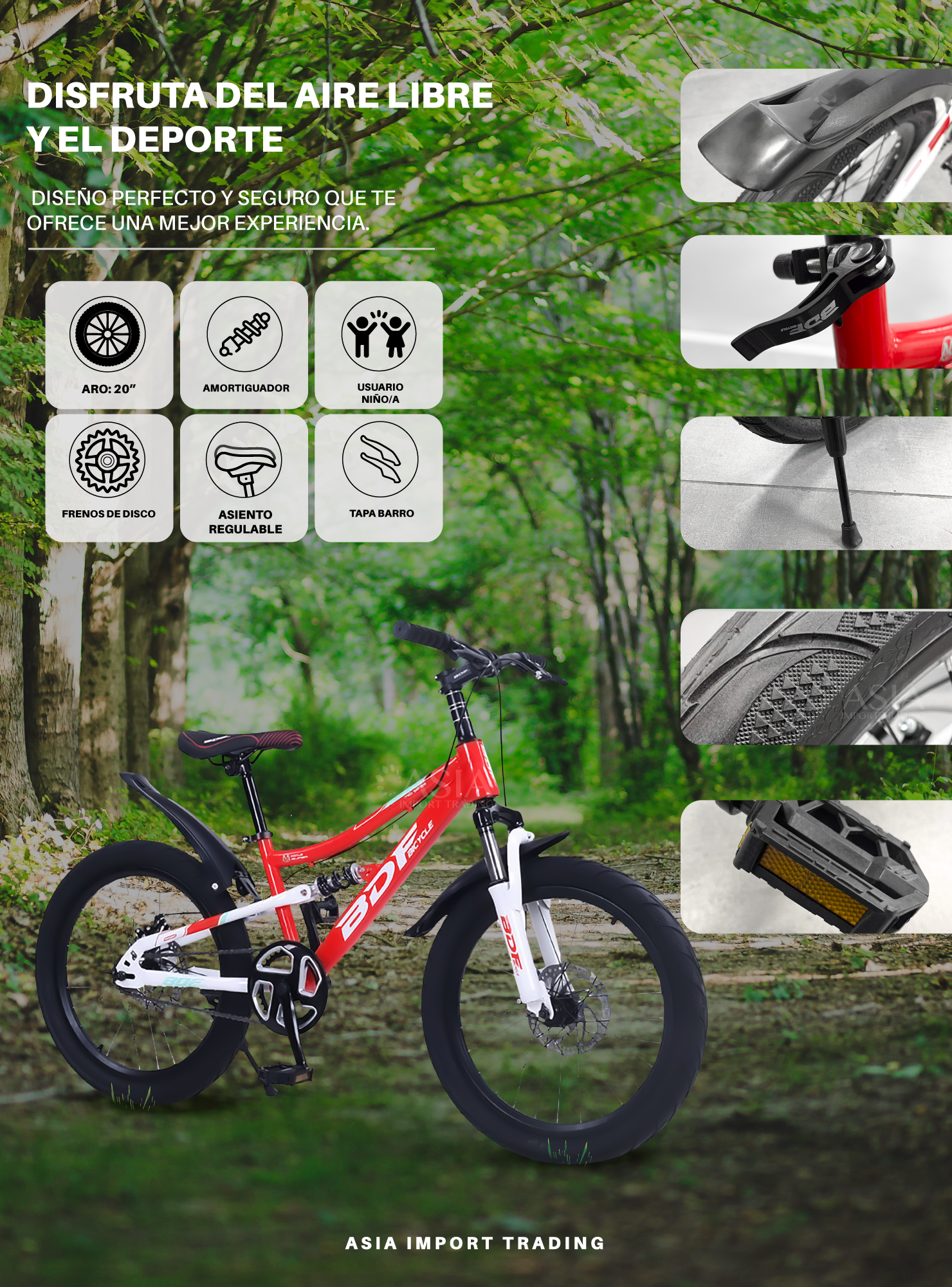 Bicicleta Mtb Aro 20 Roja Doble Suspension-1