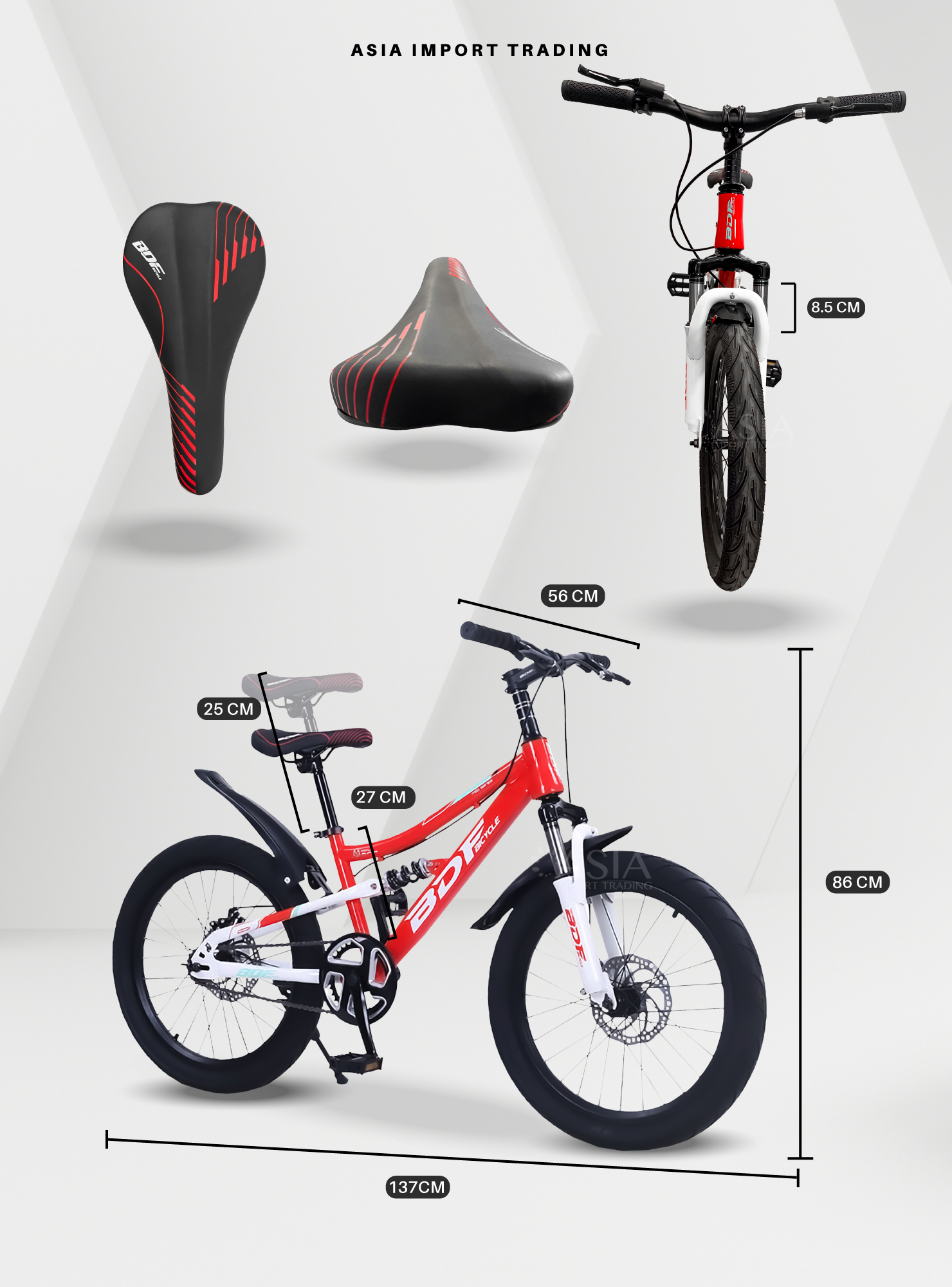 Bicicleta Mtb Aro 20 Roja Doble Suspension-3