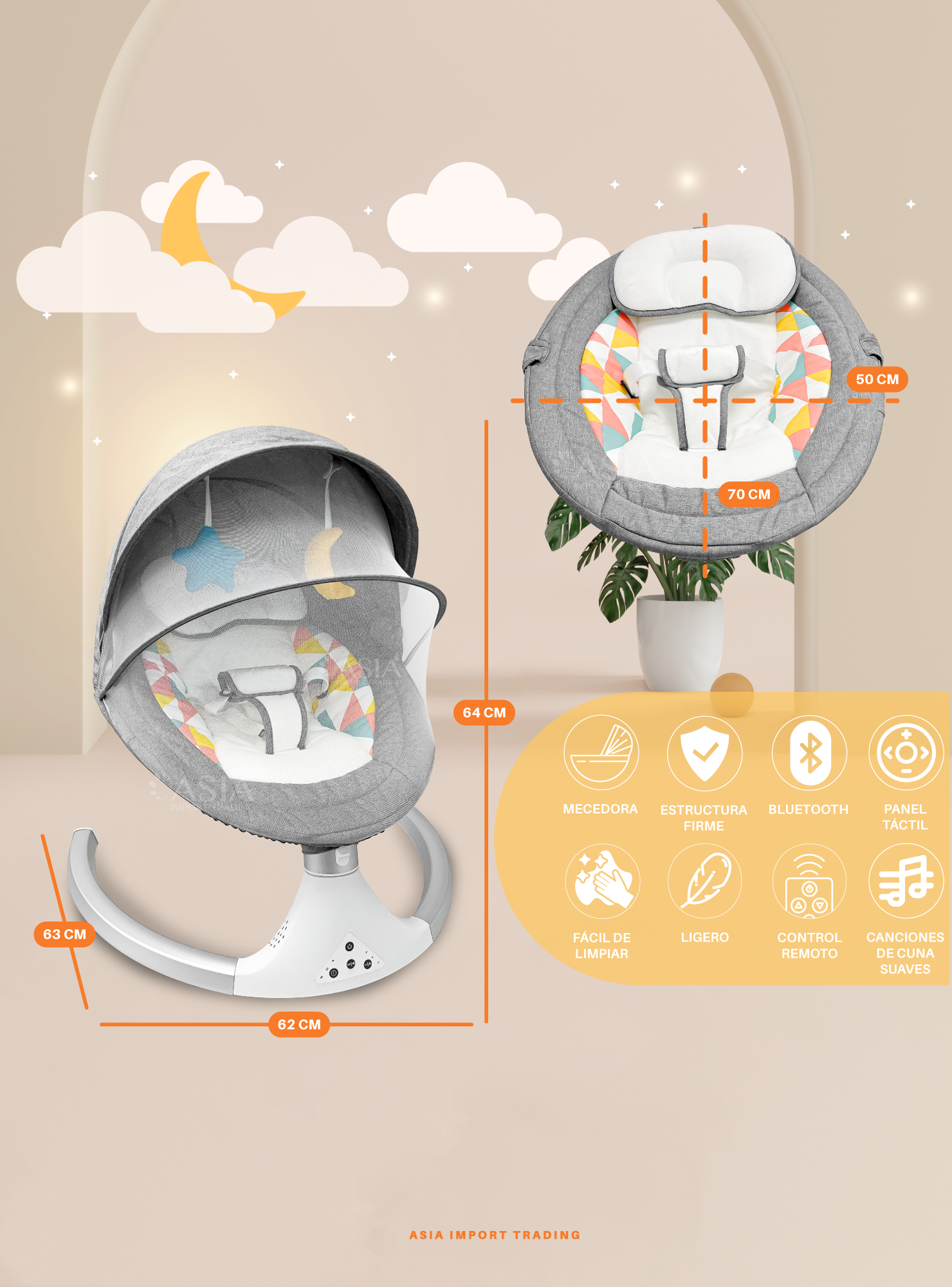 Silla Mecedora Automática color Gris-3