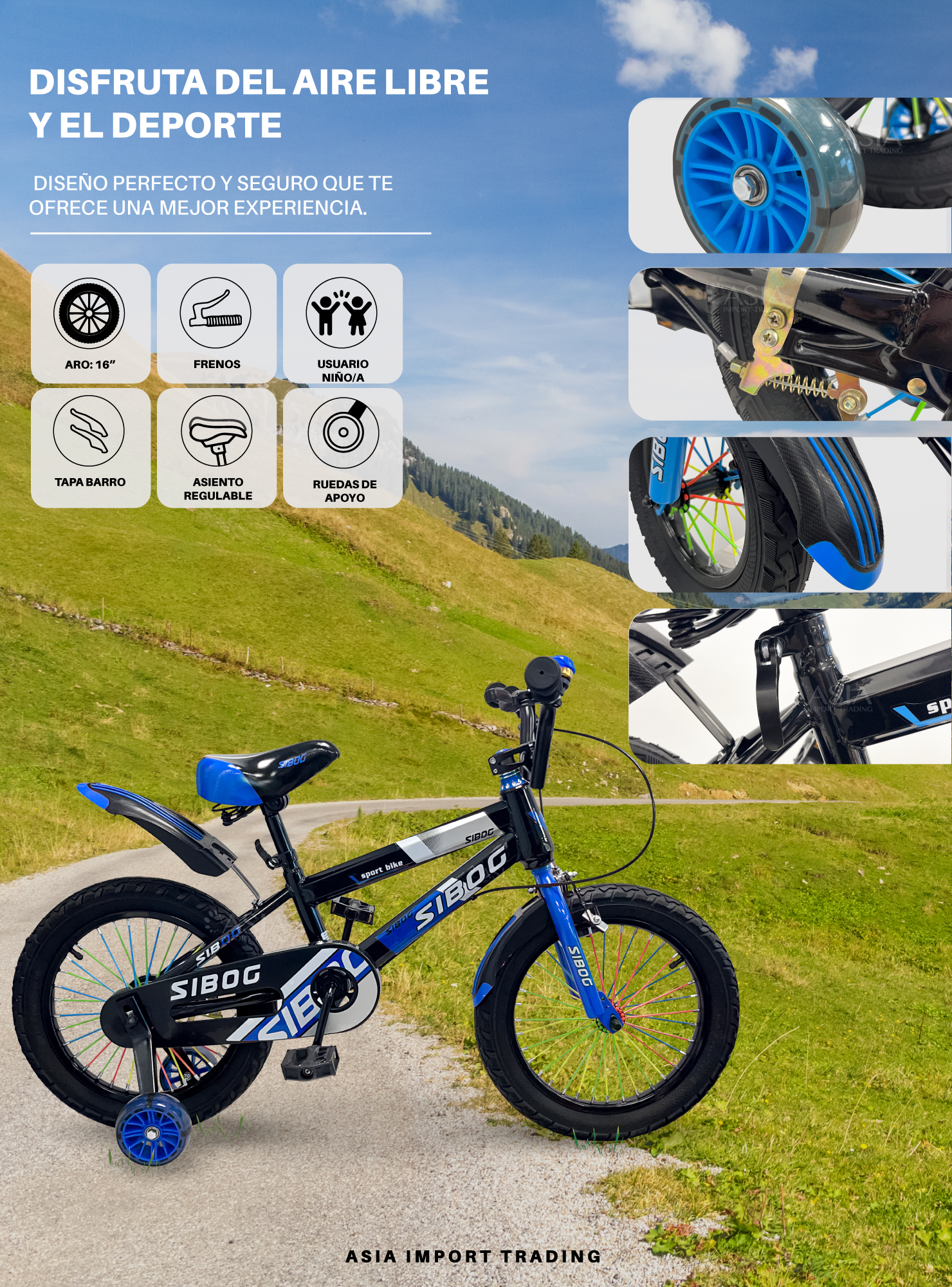 Bicicleta Infantil Aro 16 Azul-1