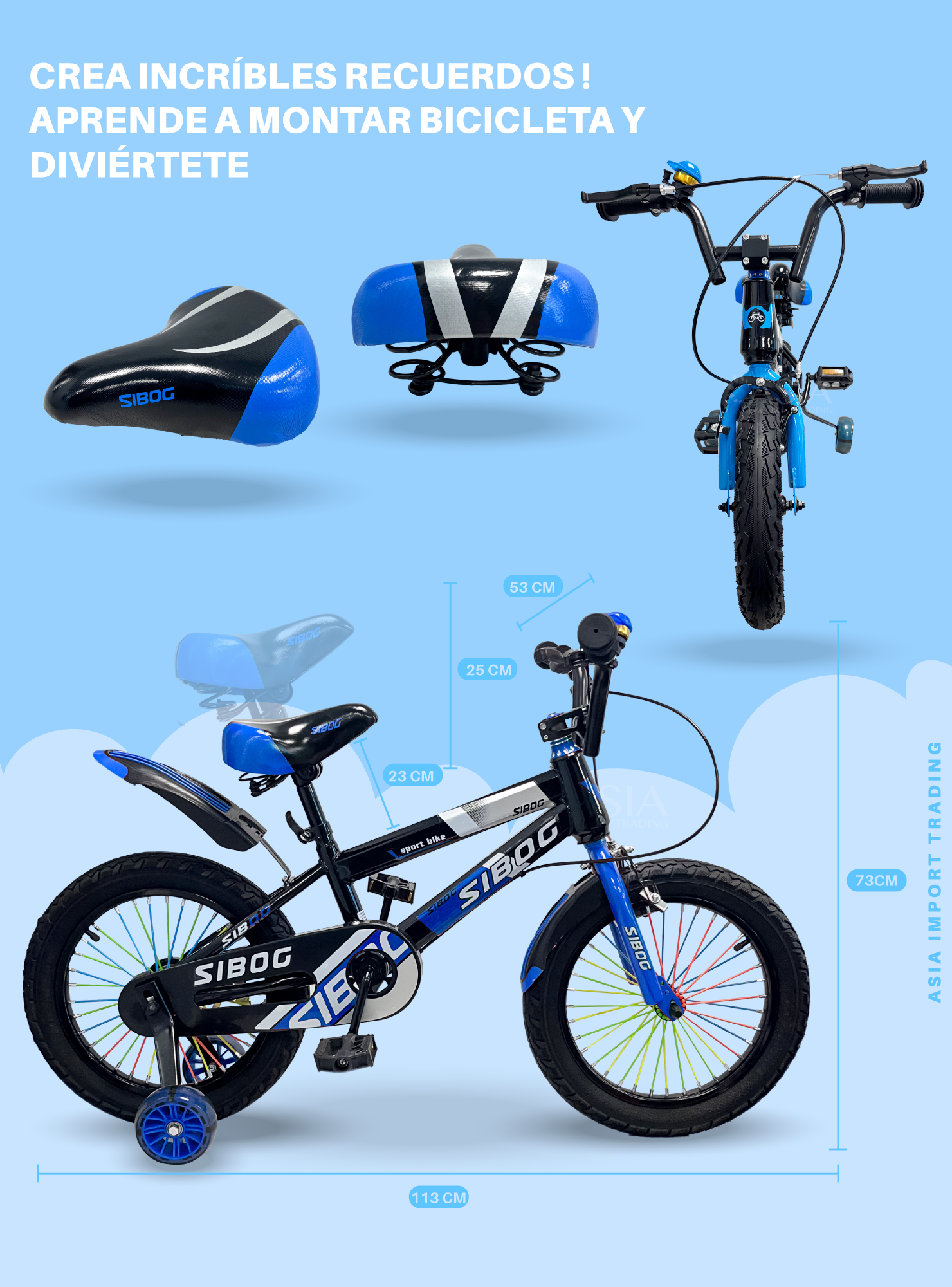 Bicicleta Infantil Aro 16 Azul-3