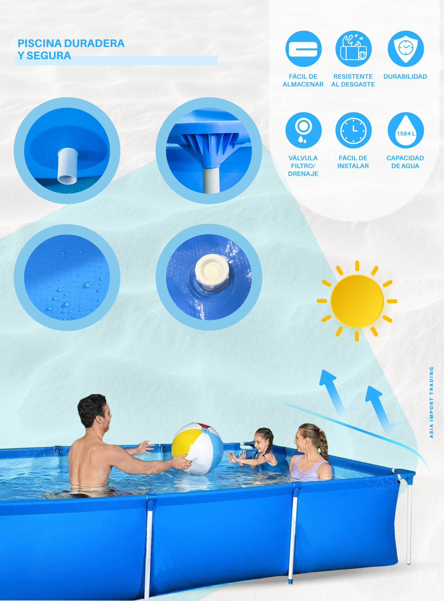 Piscina Estructural Rectangular 220cm-2